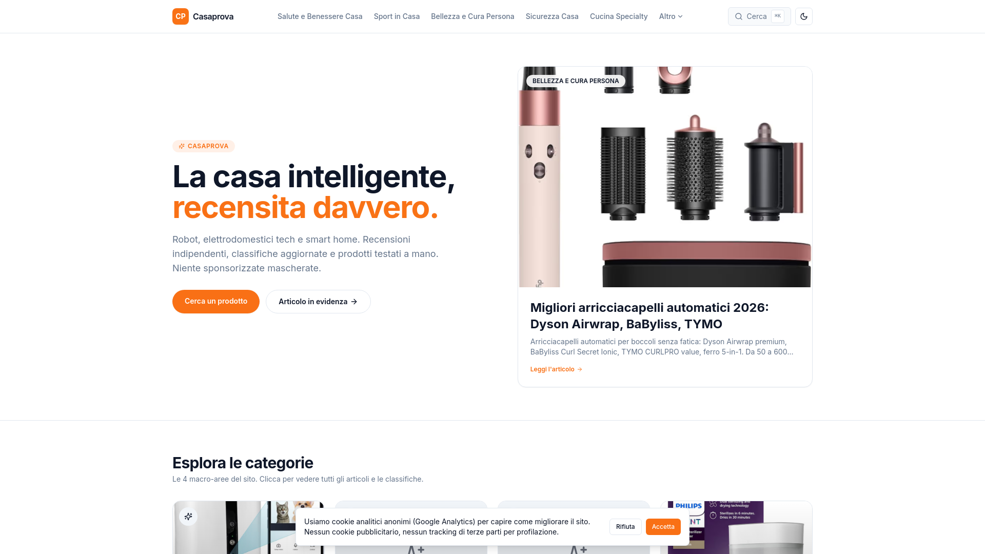 website screenshot of https://casaprova.it/