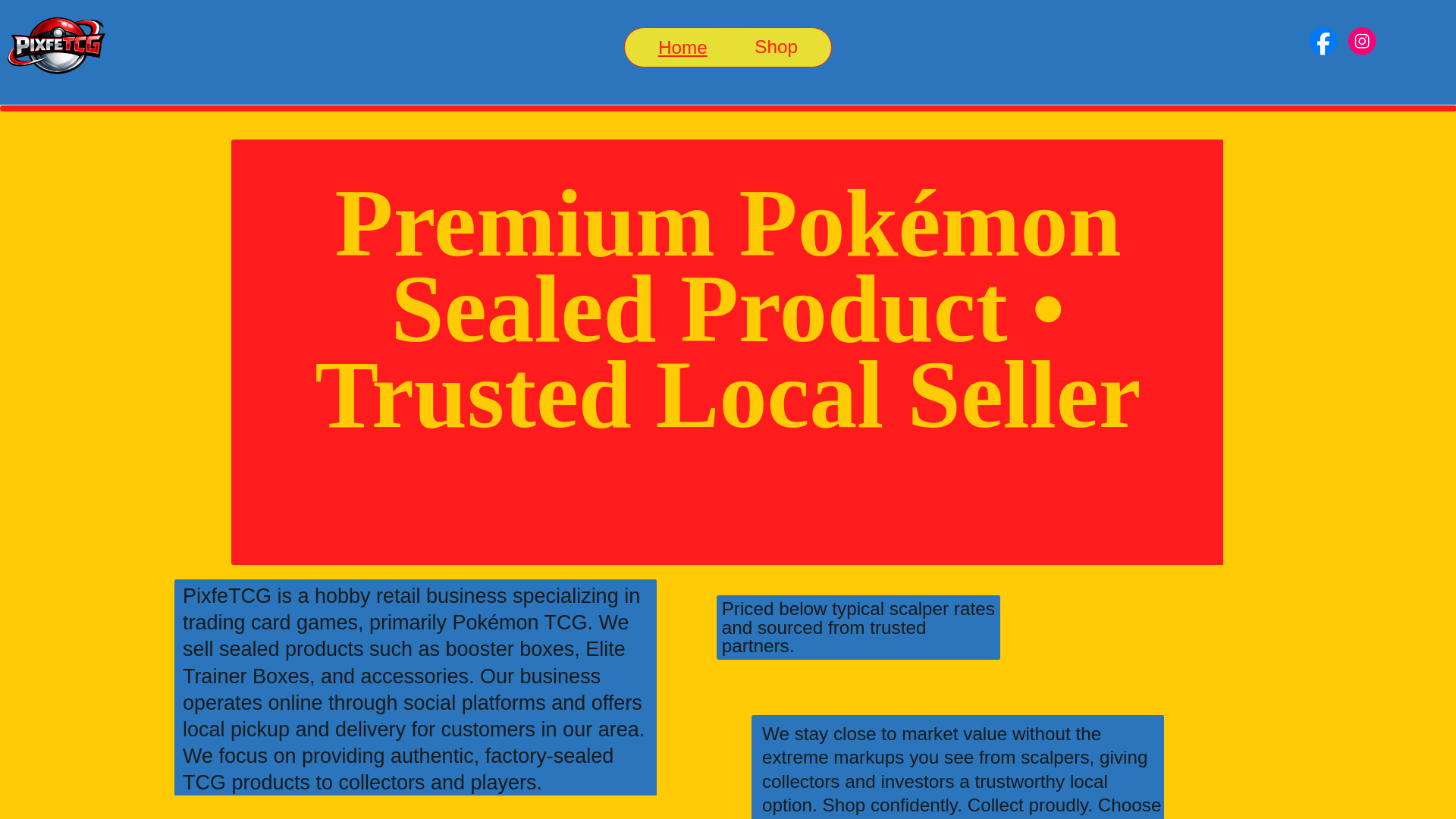 website screenshot of https://pixfetcg.com