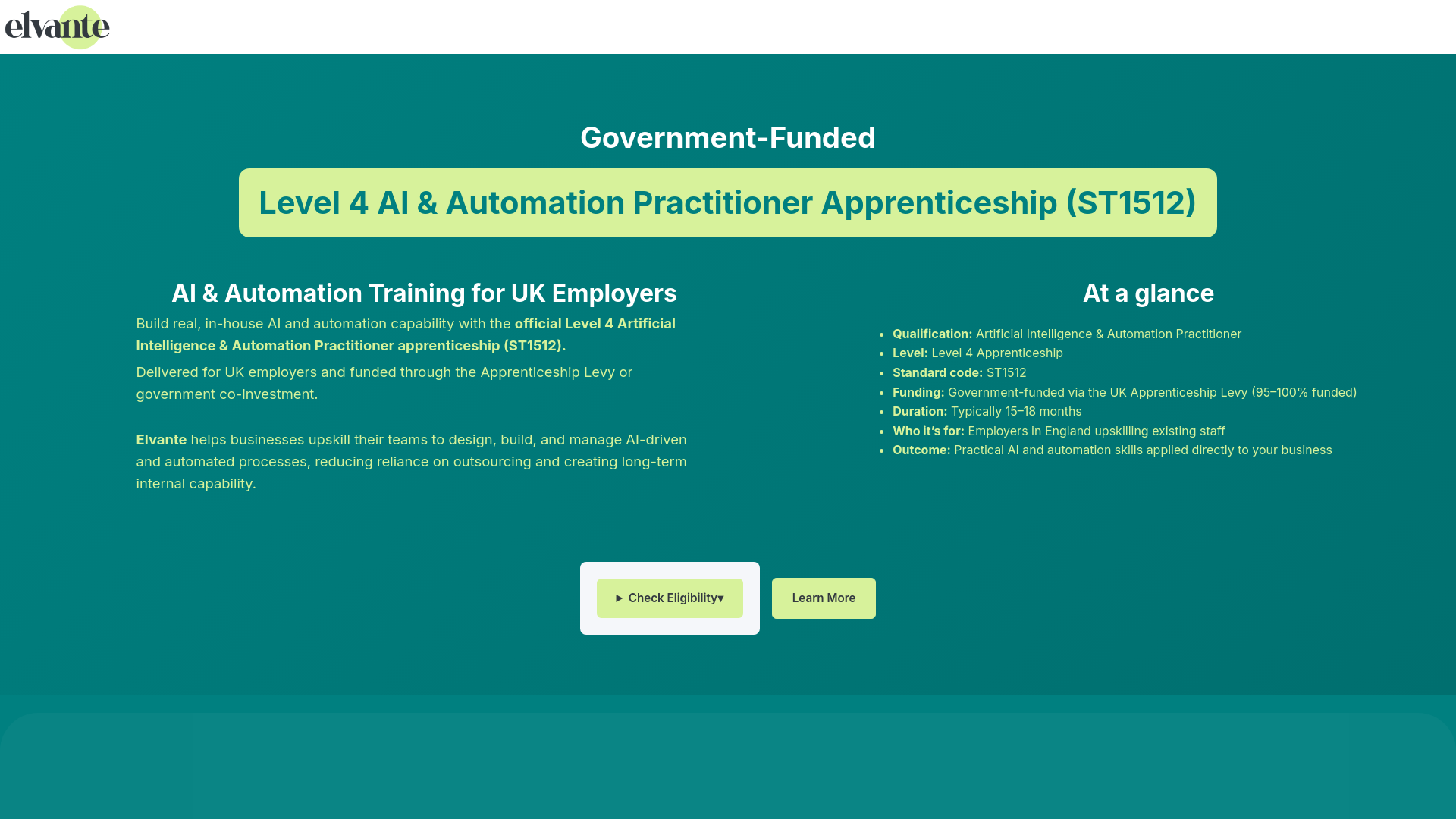 website screenshot of https://elvante-info-website.pages.dev/