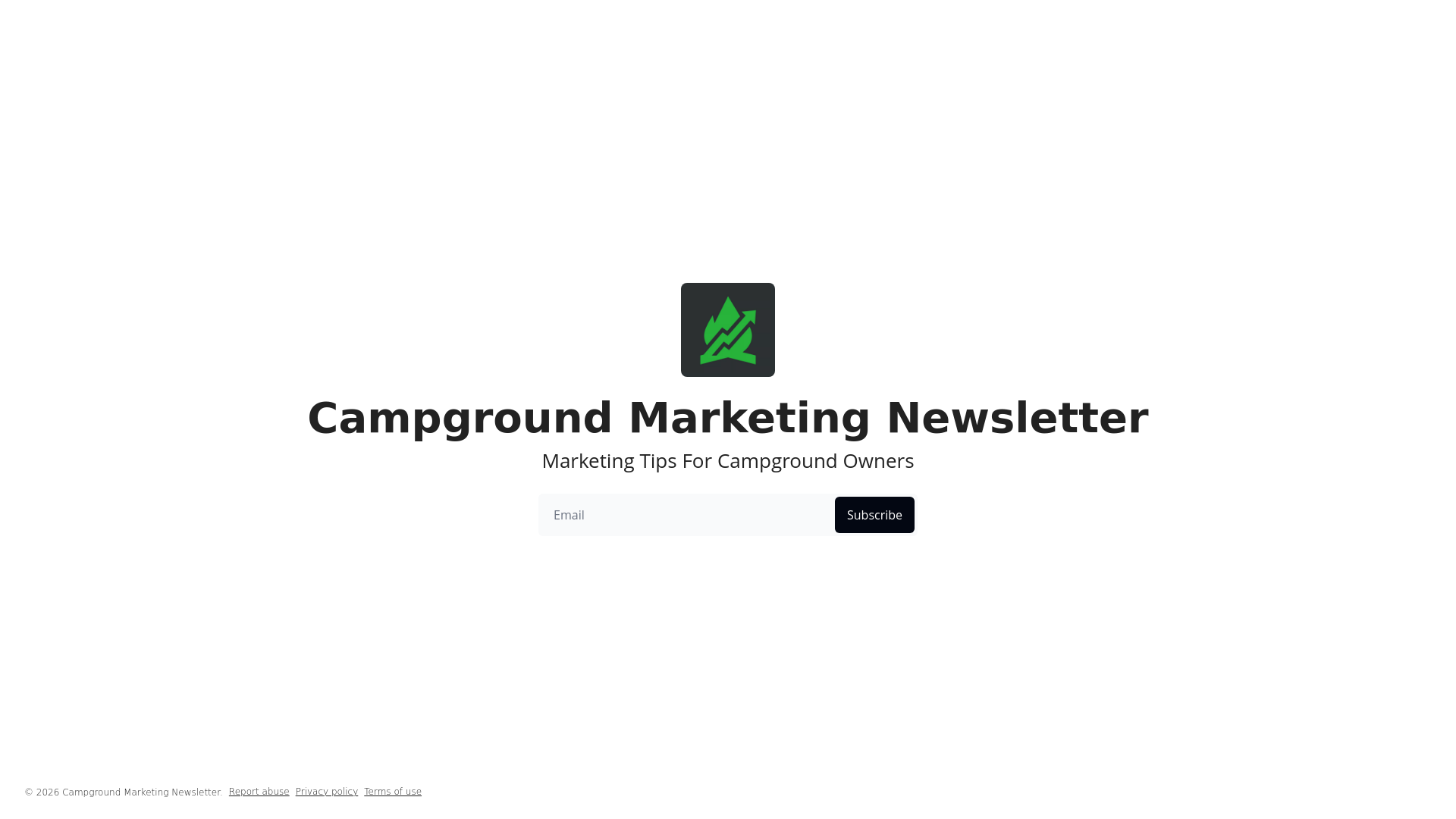 website screenshot of https://campgroundmarketingnewsletter.com/