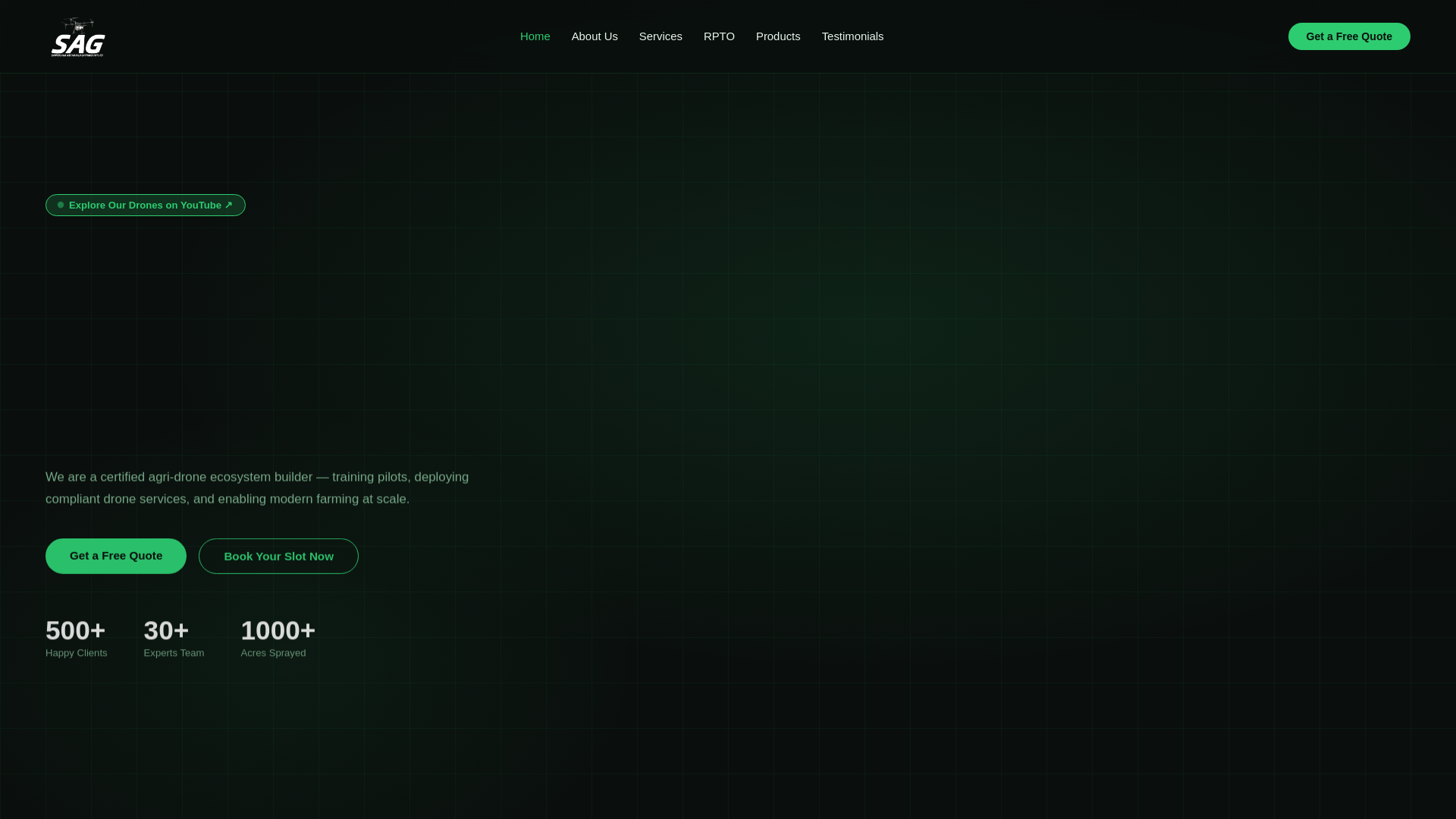 website screenshot of https://sagdrones.com/