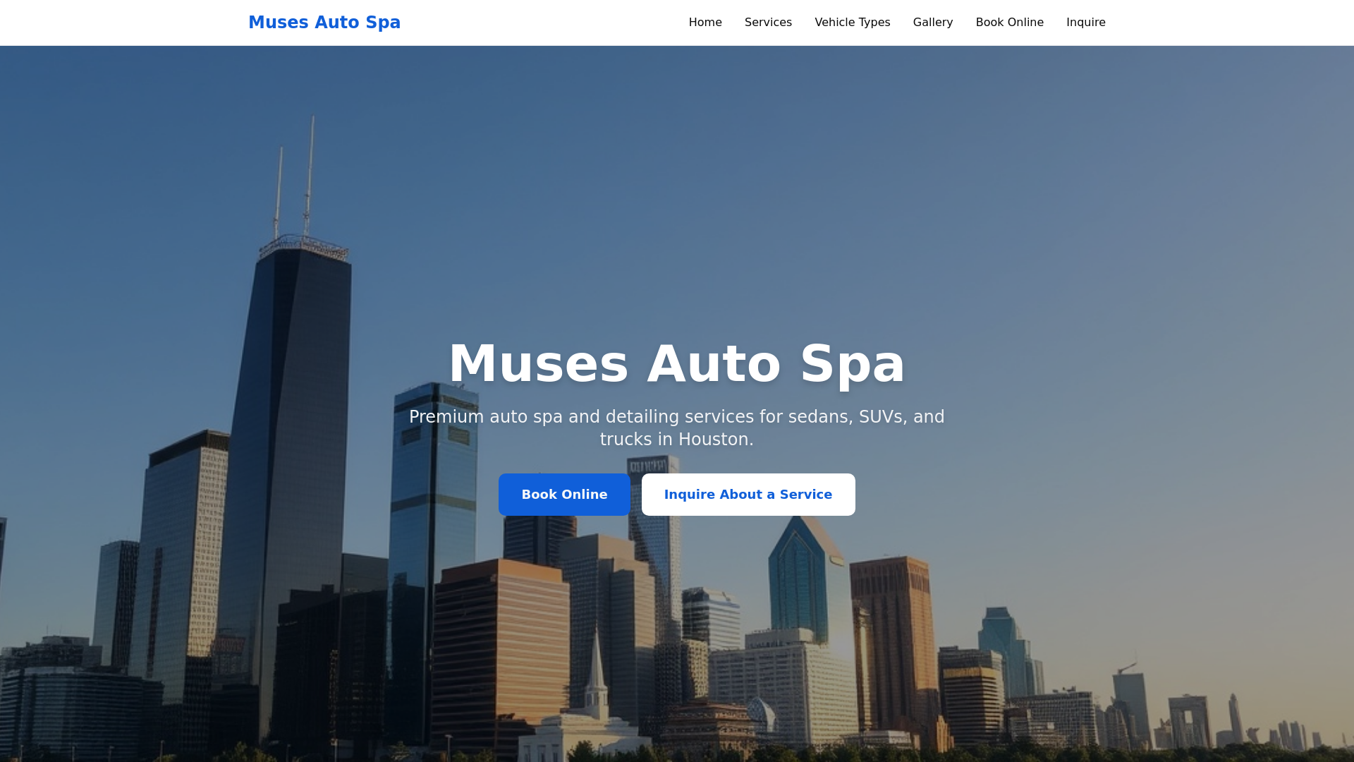website screenshot of https://musesautospa.com/
