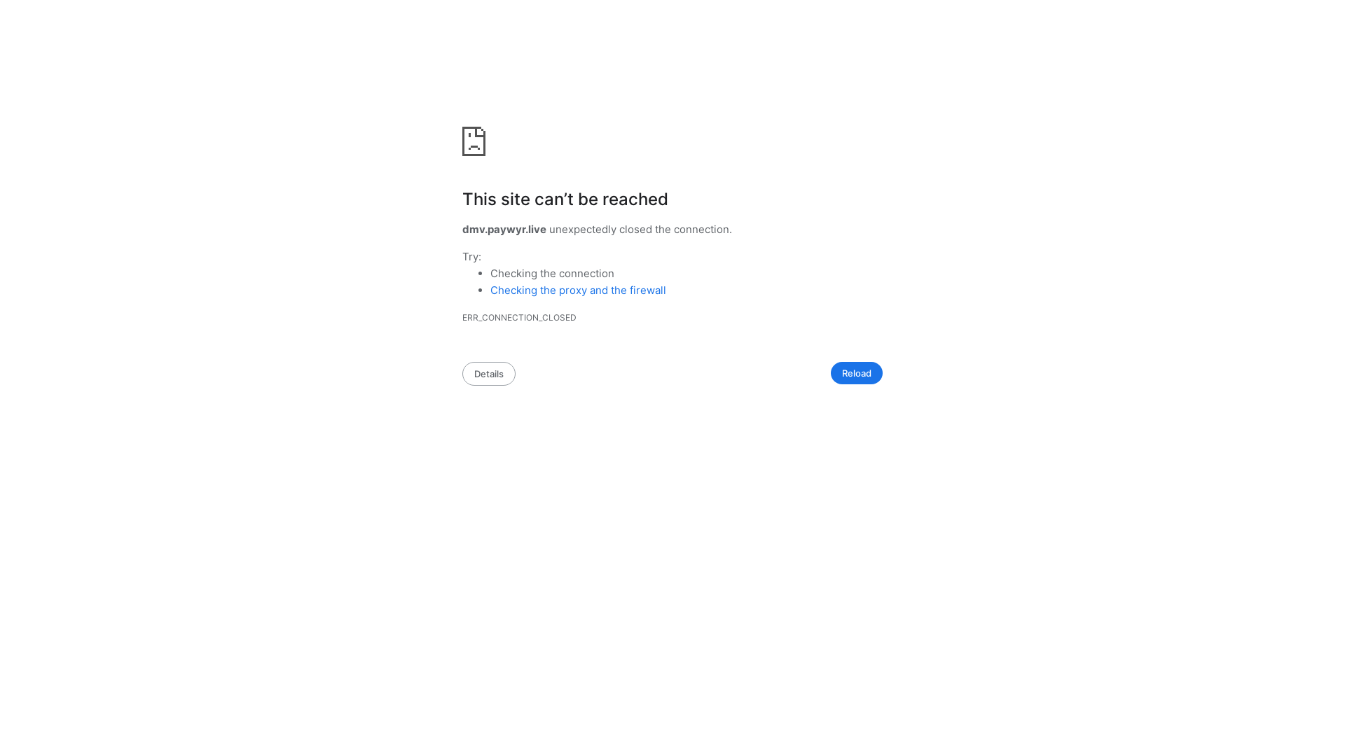 website screenshot of https://dmv.paywyr.live/