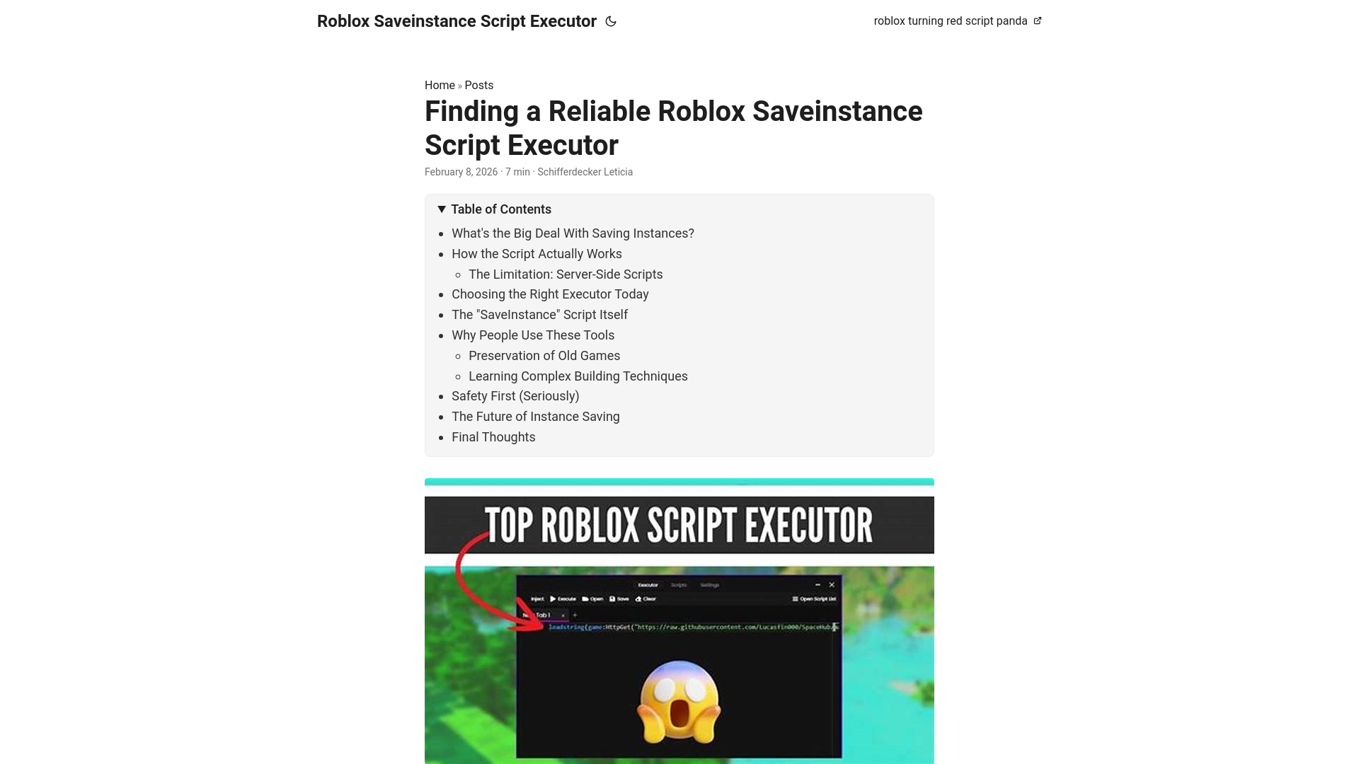 website screenshot of https://roblox-saveinstance-script-executor.pages.dev/