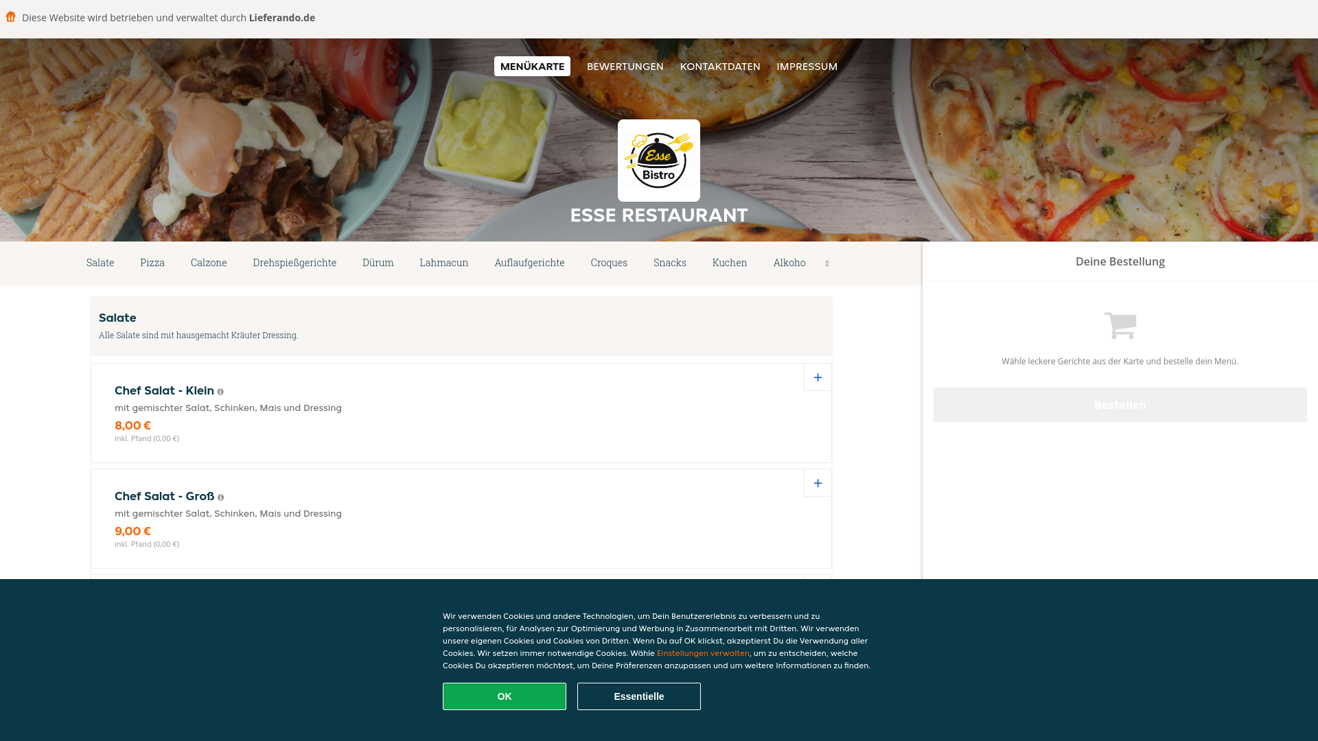 website screenshot of https://esserestaurant-lubeck.de/