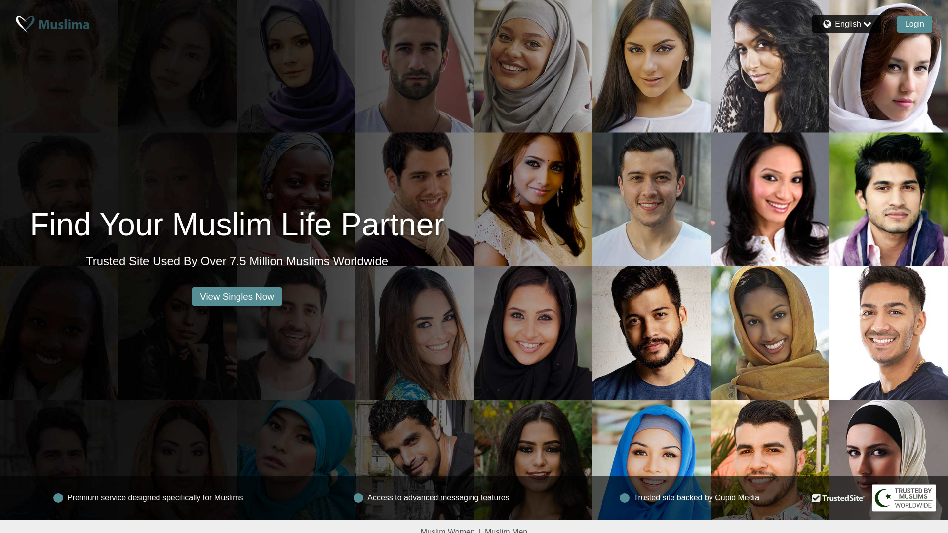 website screenshot of https://www.muslima.com