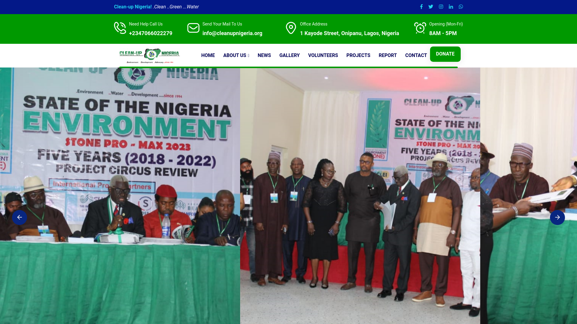 website screenshot of https://cleanupnigeria.org/