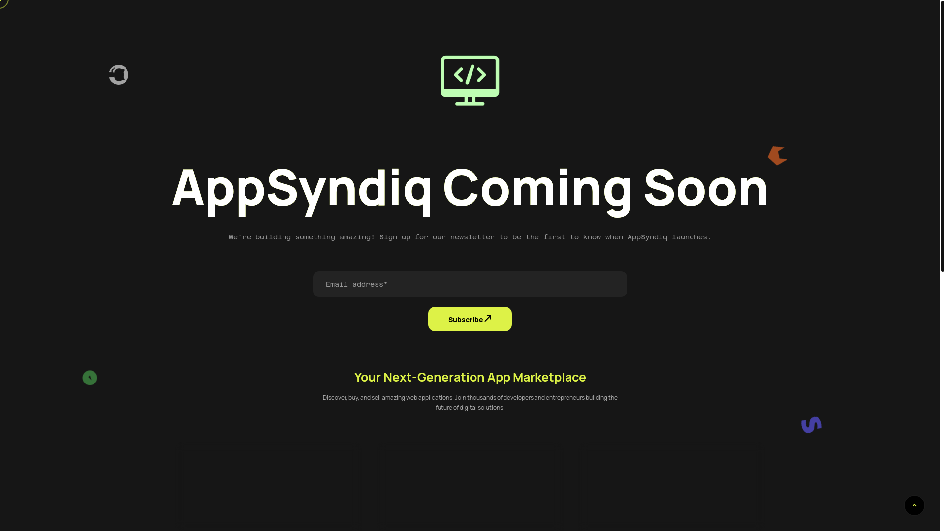 website screenshot of https://appsyndiq-coming-soon.pages.dev/