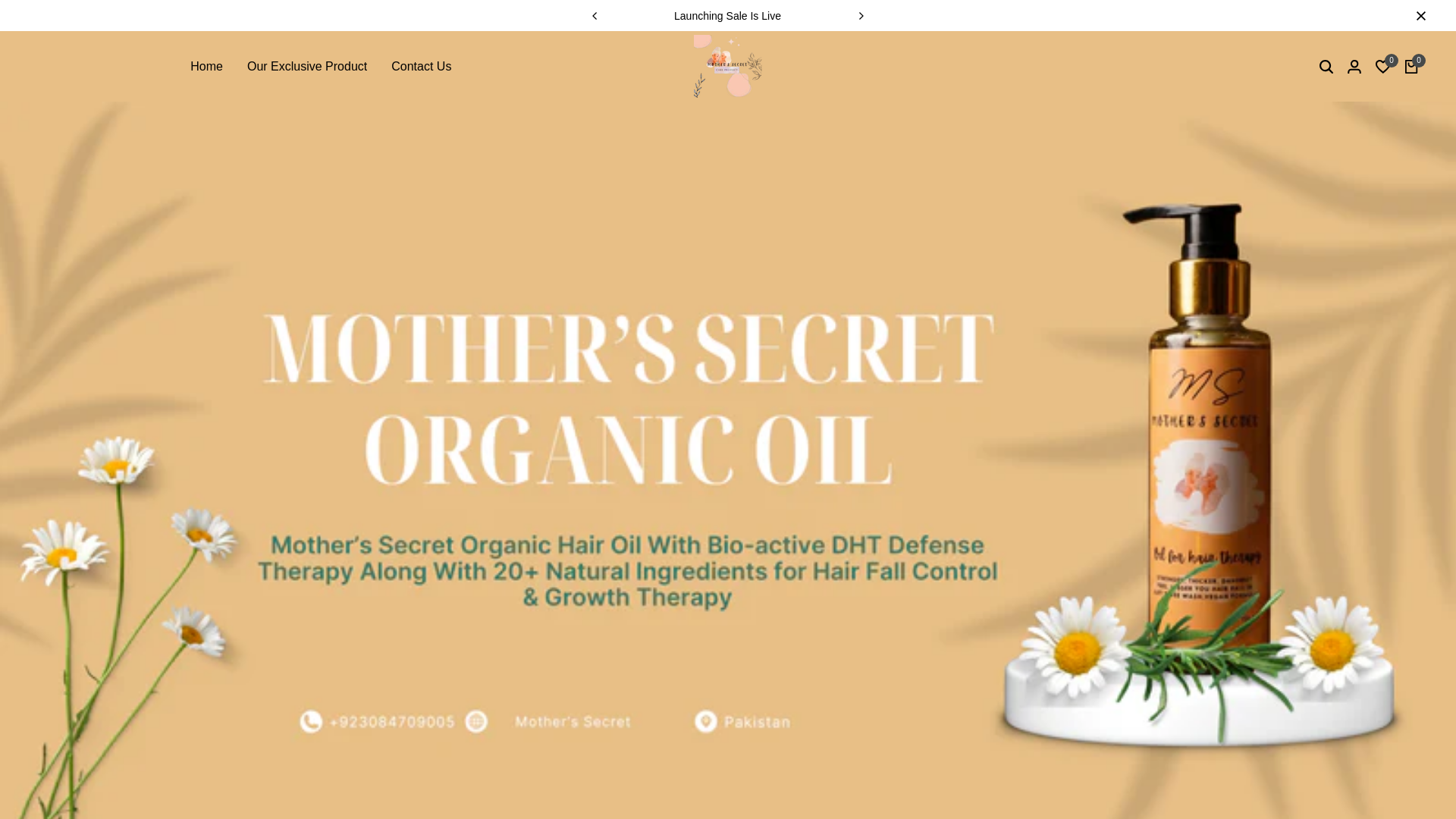 website screenshot of https://mothersecret.store