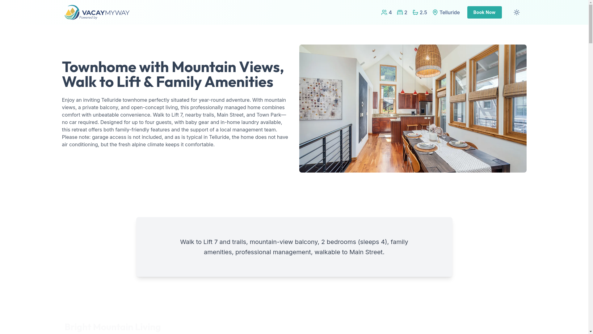 website screenshot of https://blissgrove.vacations/