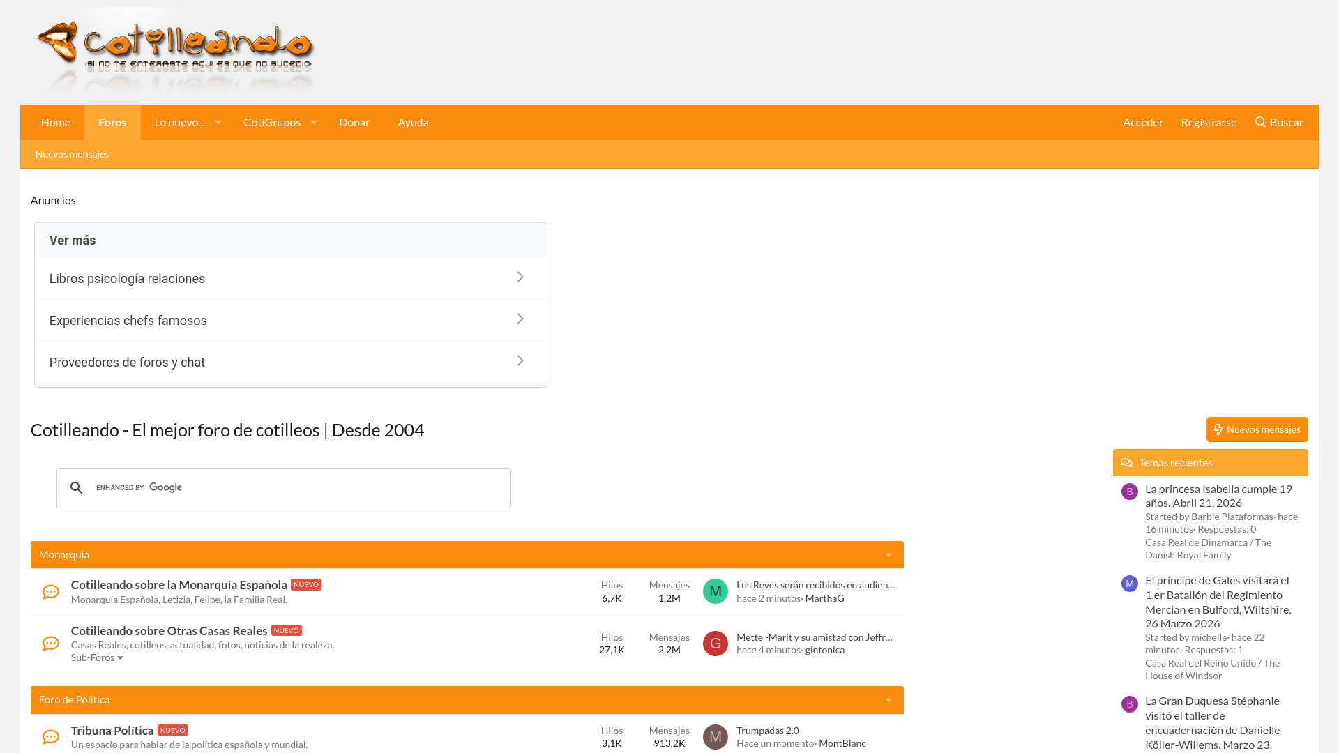 website screenshot of http://cotilleando.com/