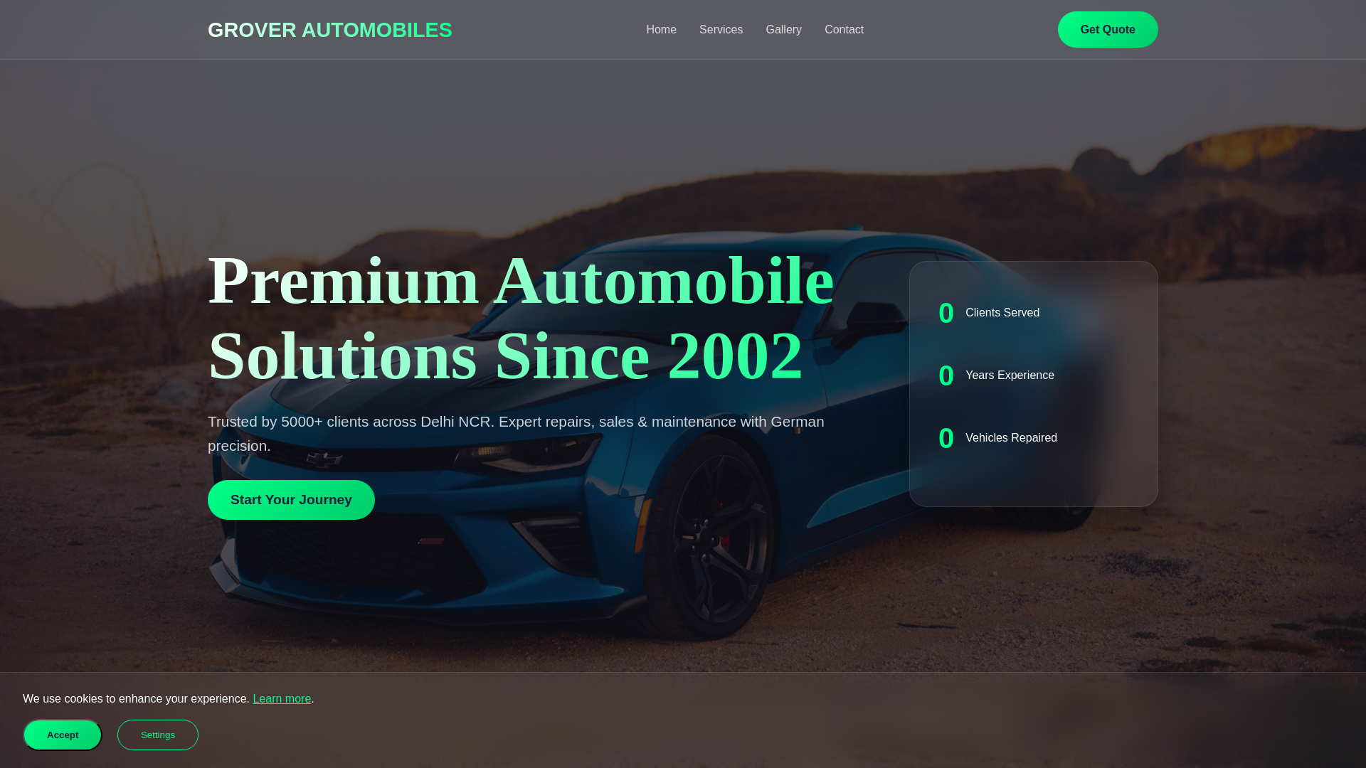 website screenshot of https://groverautomobiles.shop/