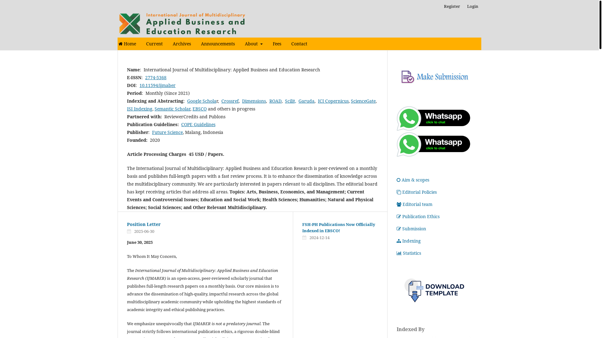 website screenshot of https://ijmaberjournal.org/