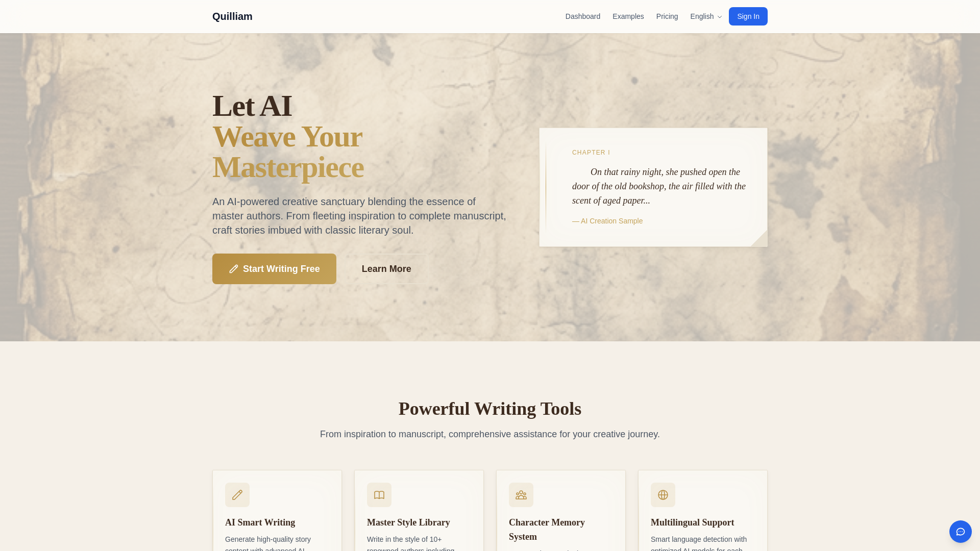 website screenshot of https://quilliam.pages.dev/
