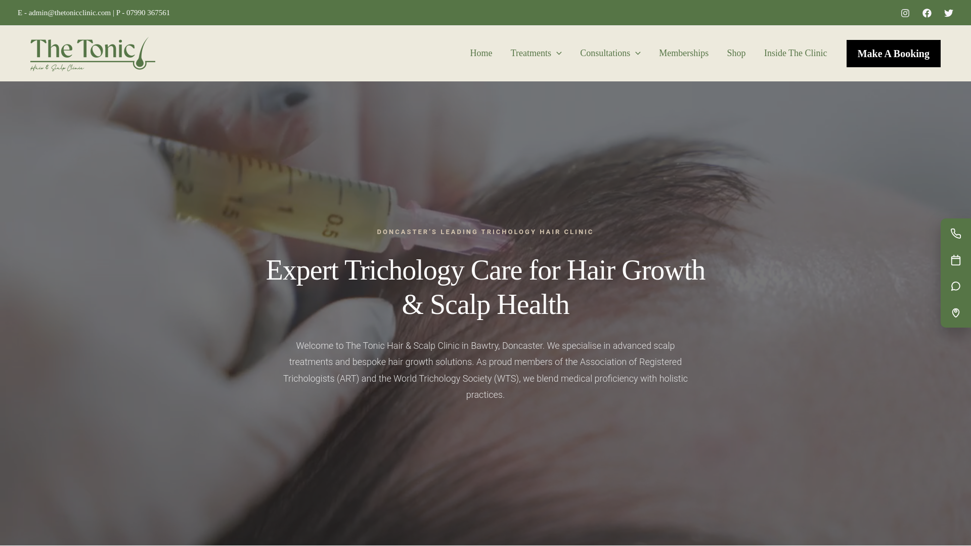 website screenshot of https://hairlossclinicdoncaster.co.uk/
