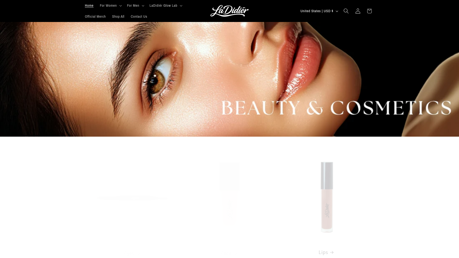 website screenshot of https://ladidiercosmetics.com/