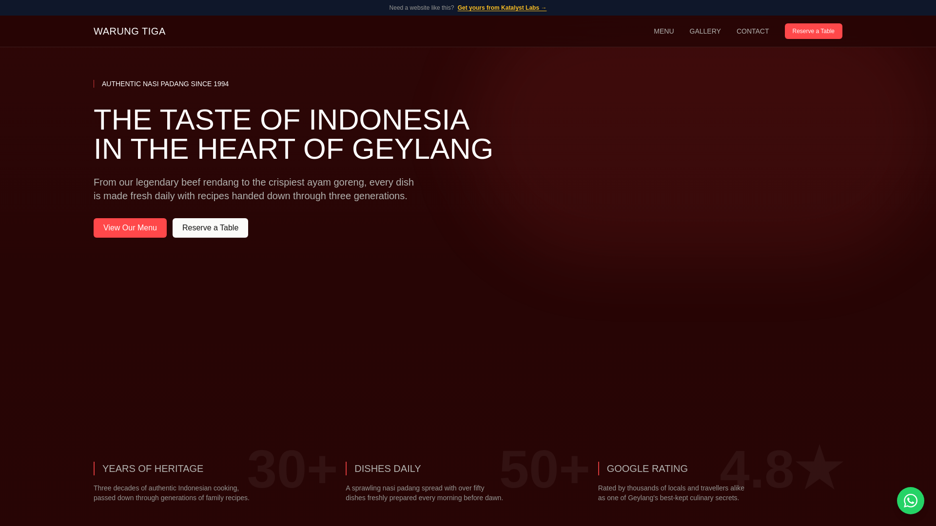 website screenshot of https://warung-tiga-madebykatalyst.pages.dev/