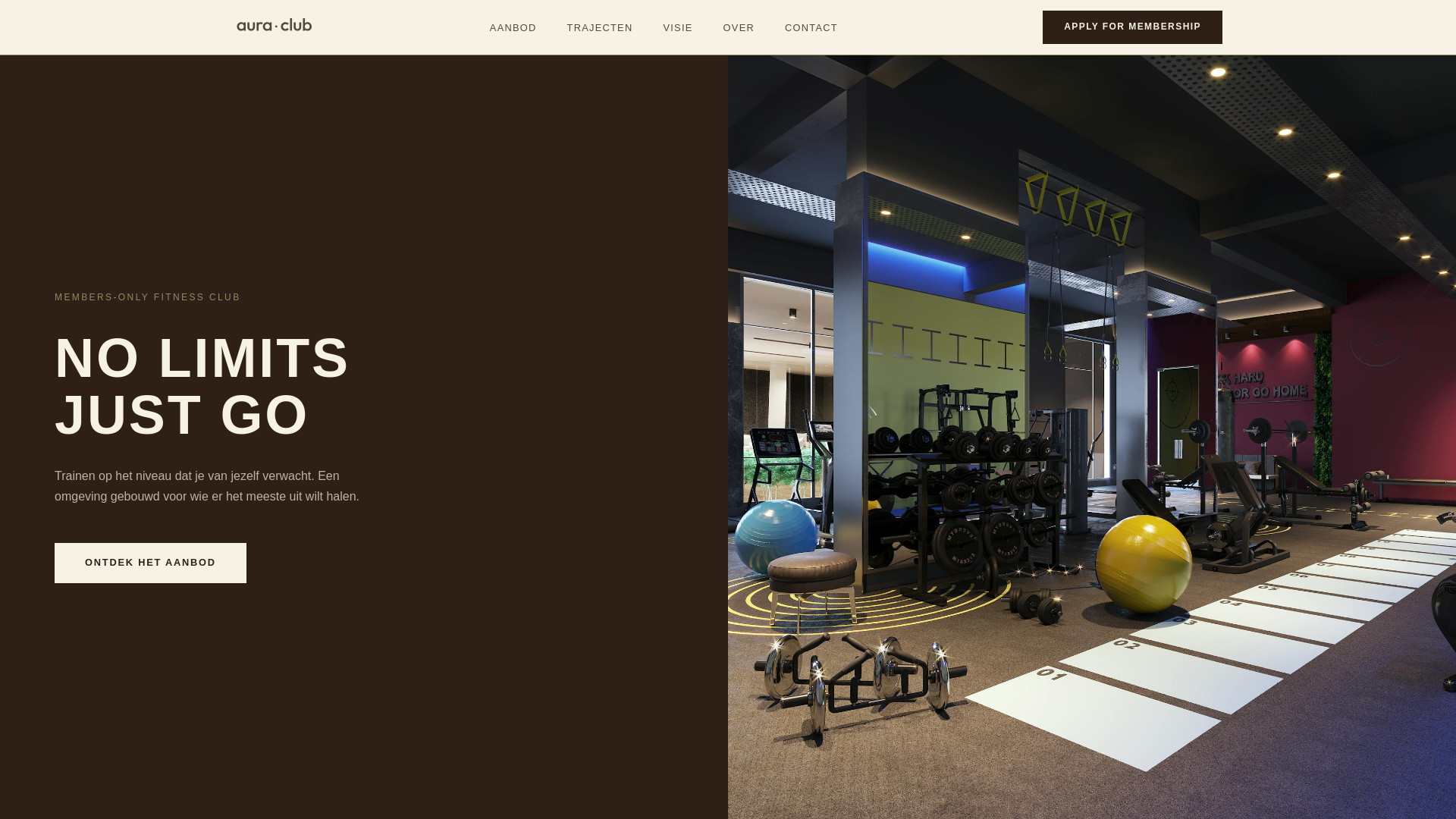 website screenshot of https://theauraclub.nl/