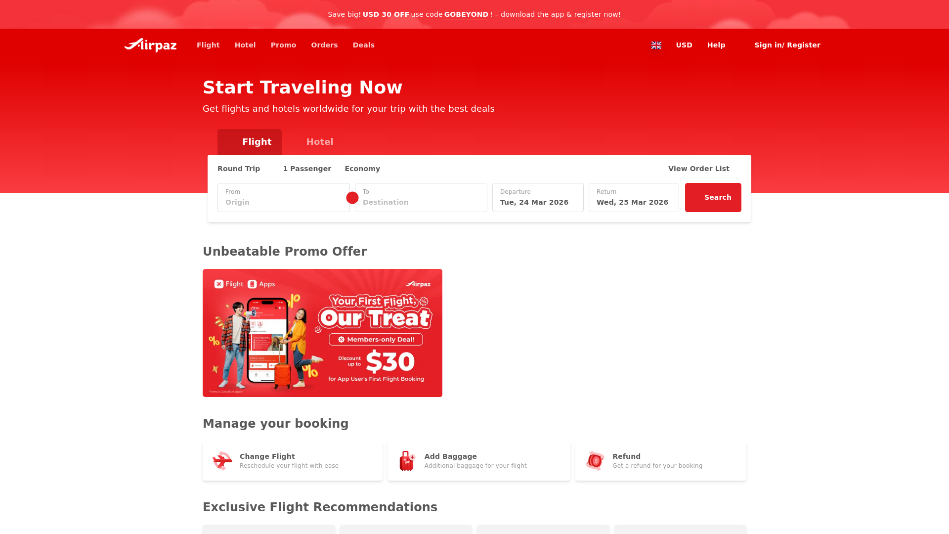 website screenshot of https://www.airpaz.com