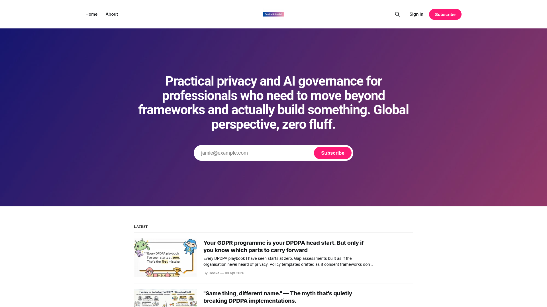 website screenshot of https://devikasubbaiah.com/