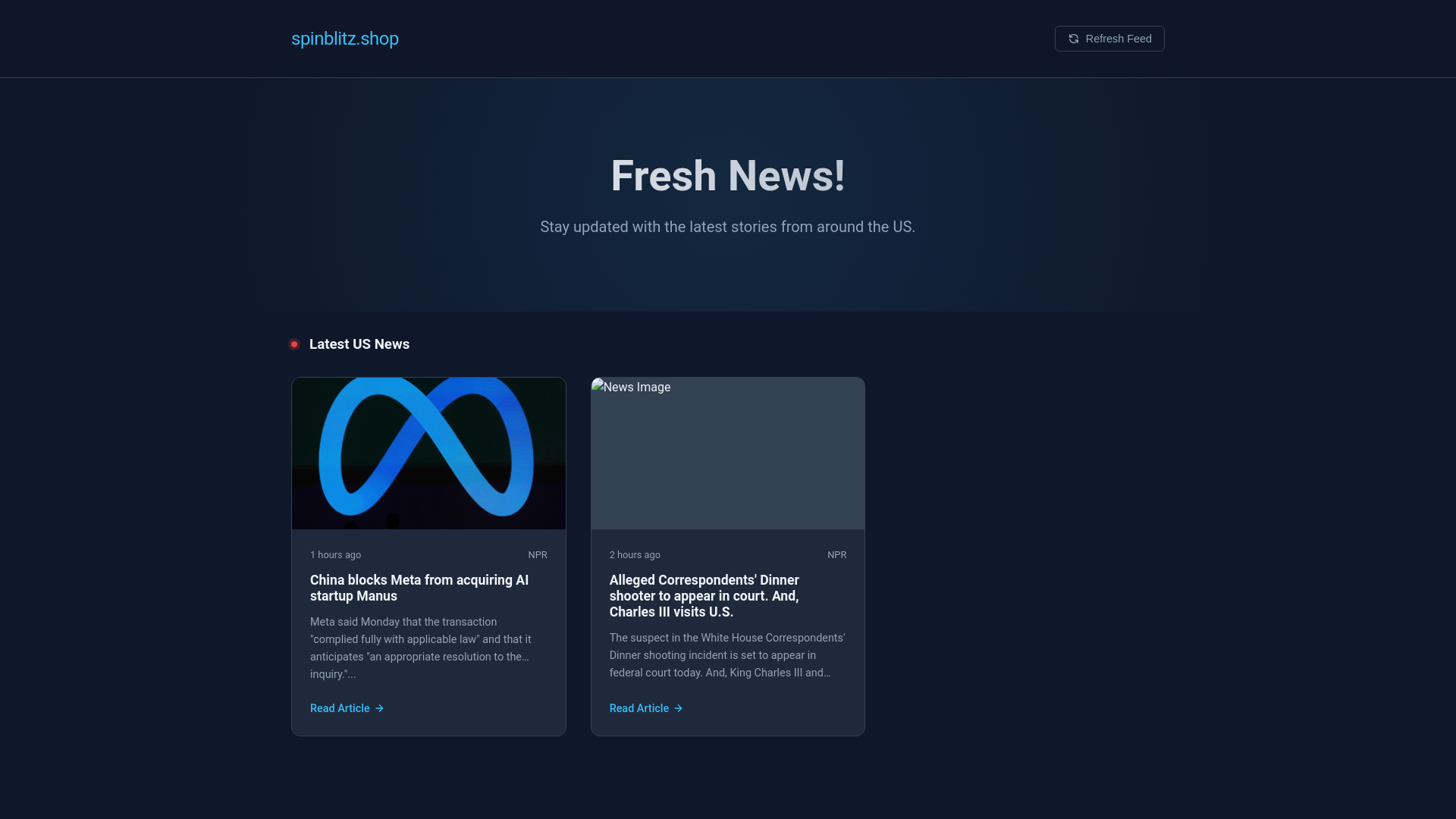 website screenshot of https://spinblitz.shop/