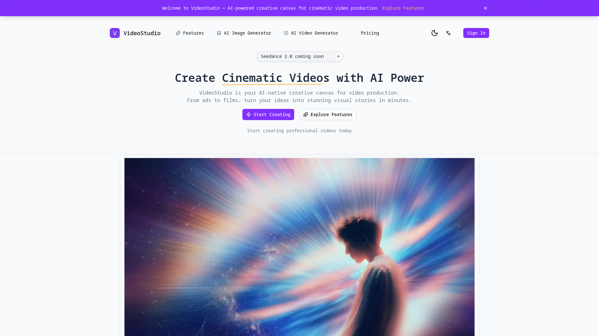 website screenshot of https://videostudio.art