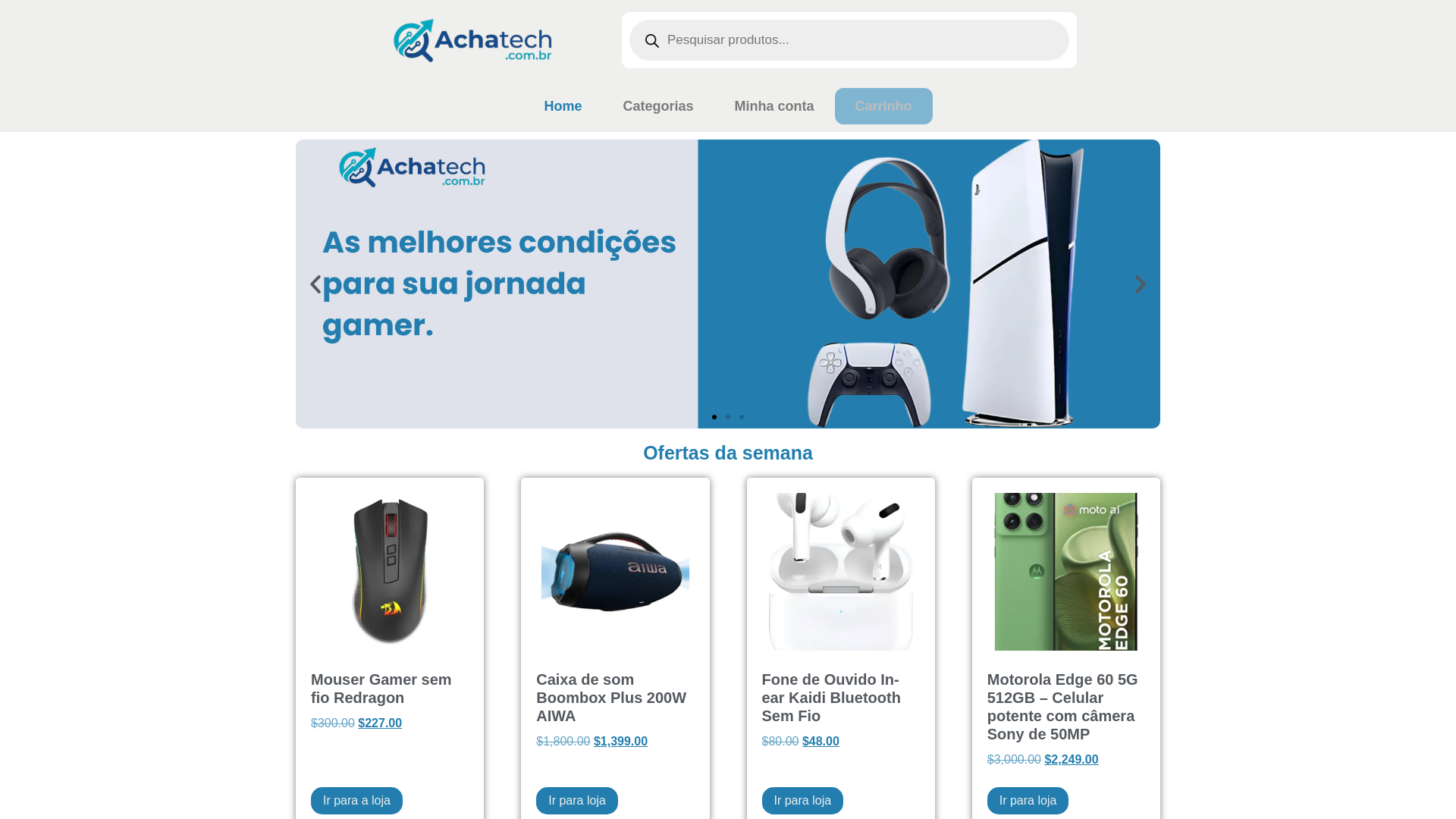 website screenshot of https://achatech.com.br