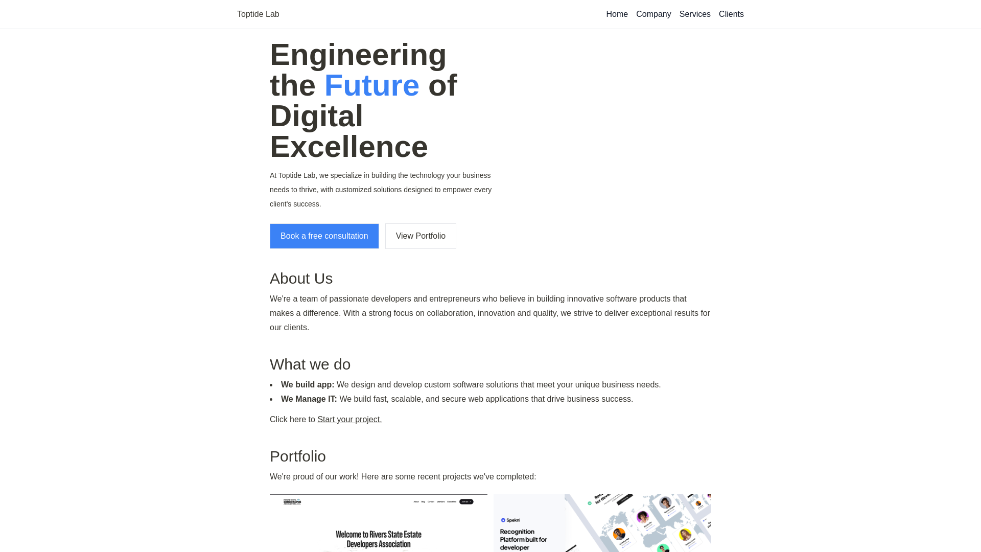 website screenshot of https://toptidelab-website.pages.dev/