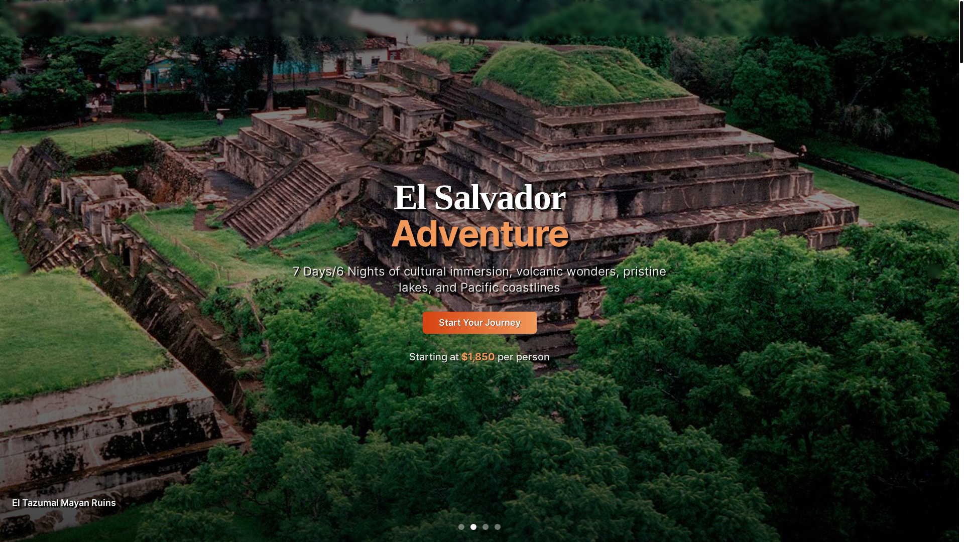website screenshot of https://discoverelsalvador.io/