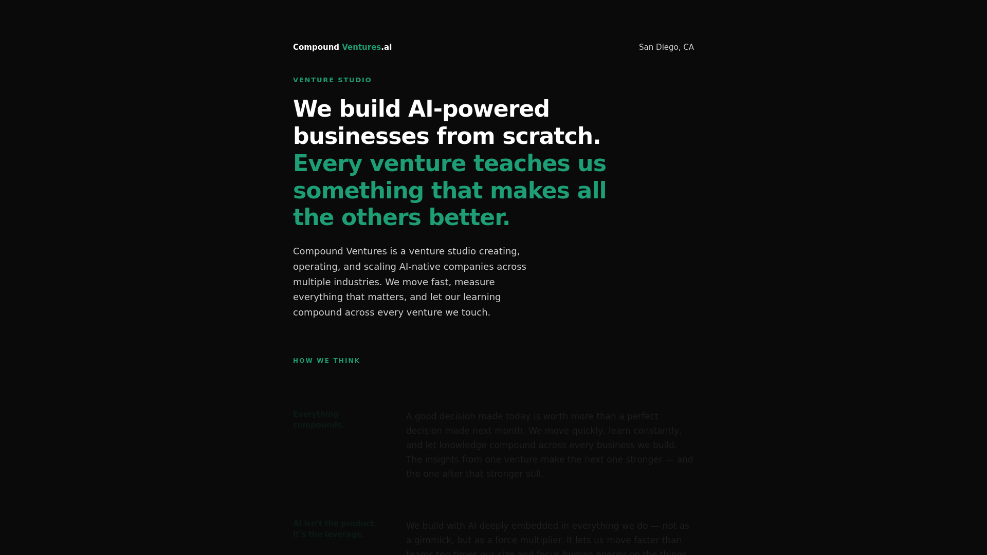 website screenshot of https://compoundventures.ai/