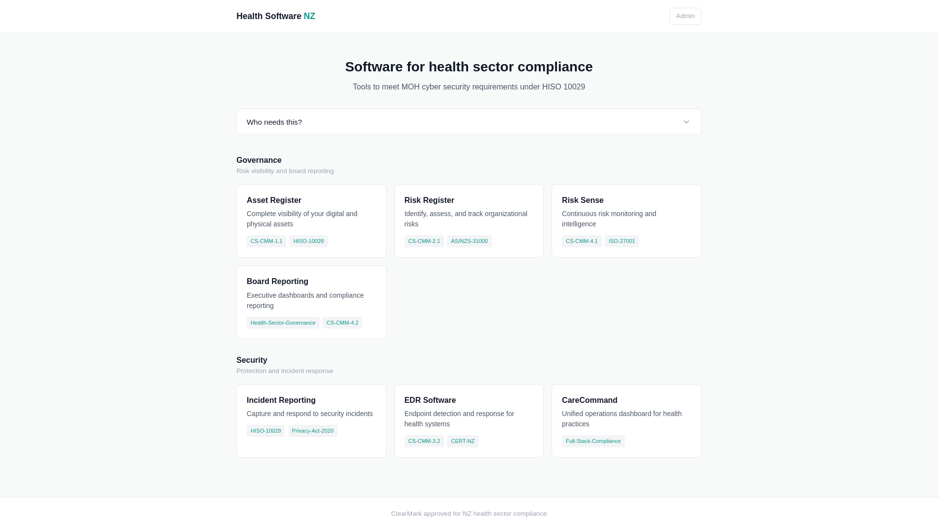 website screenshot of https://healthsoftware-nz.pages.dev/
