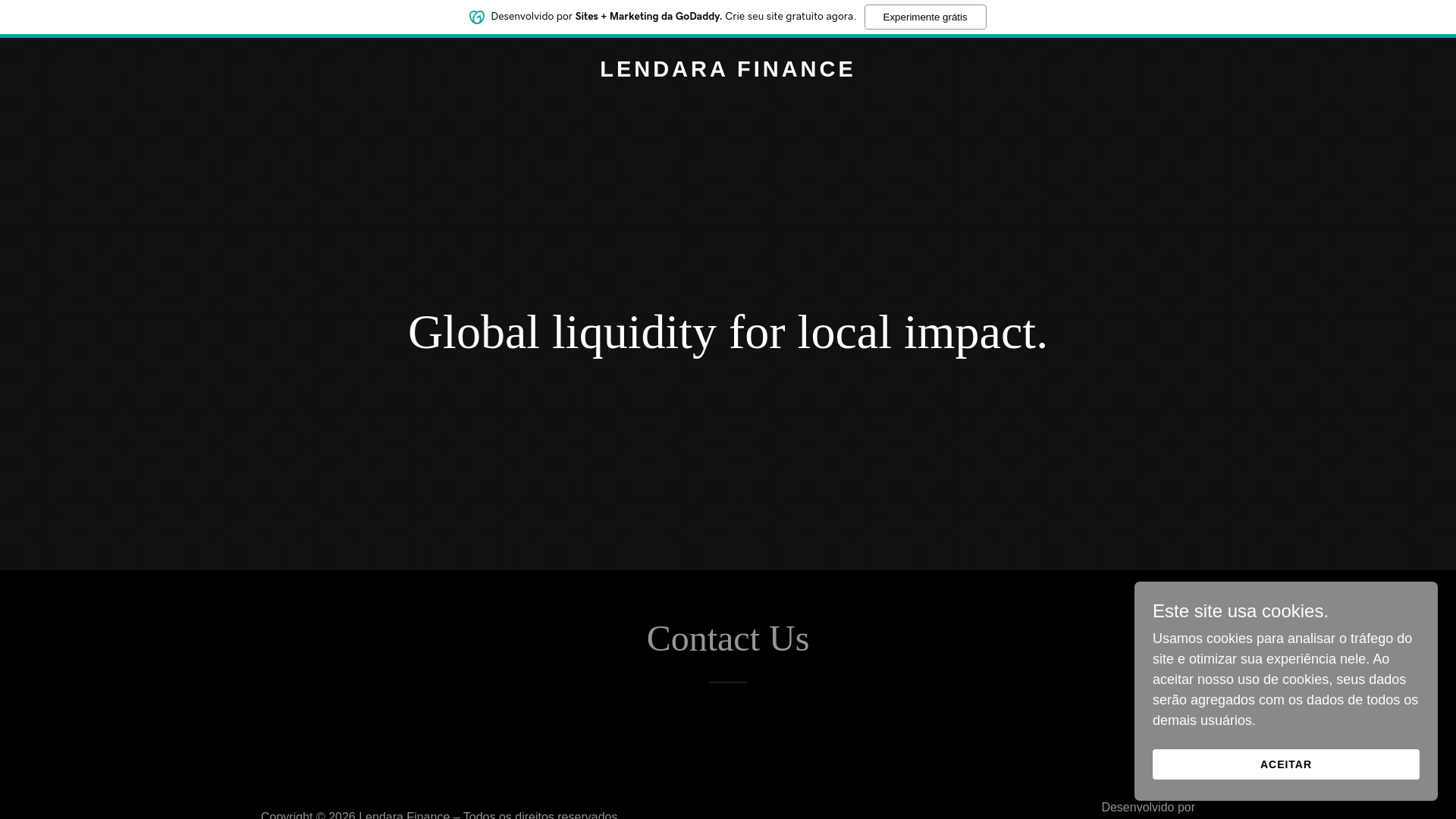 website screenshot of https://lendararwa.finance/