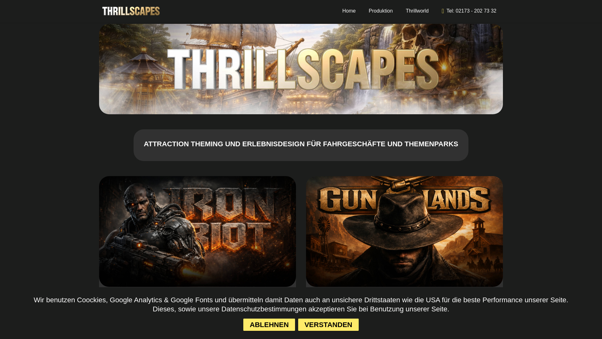 website screenshot of https://thrillscapes.de/