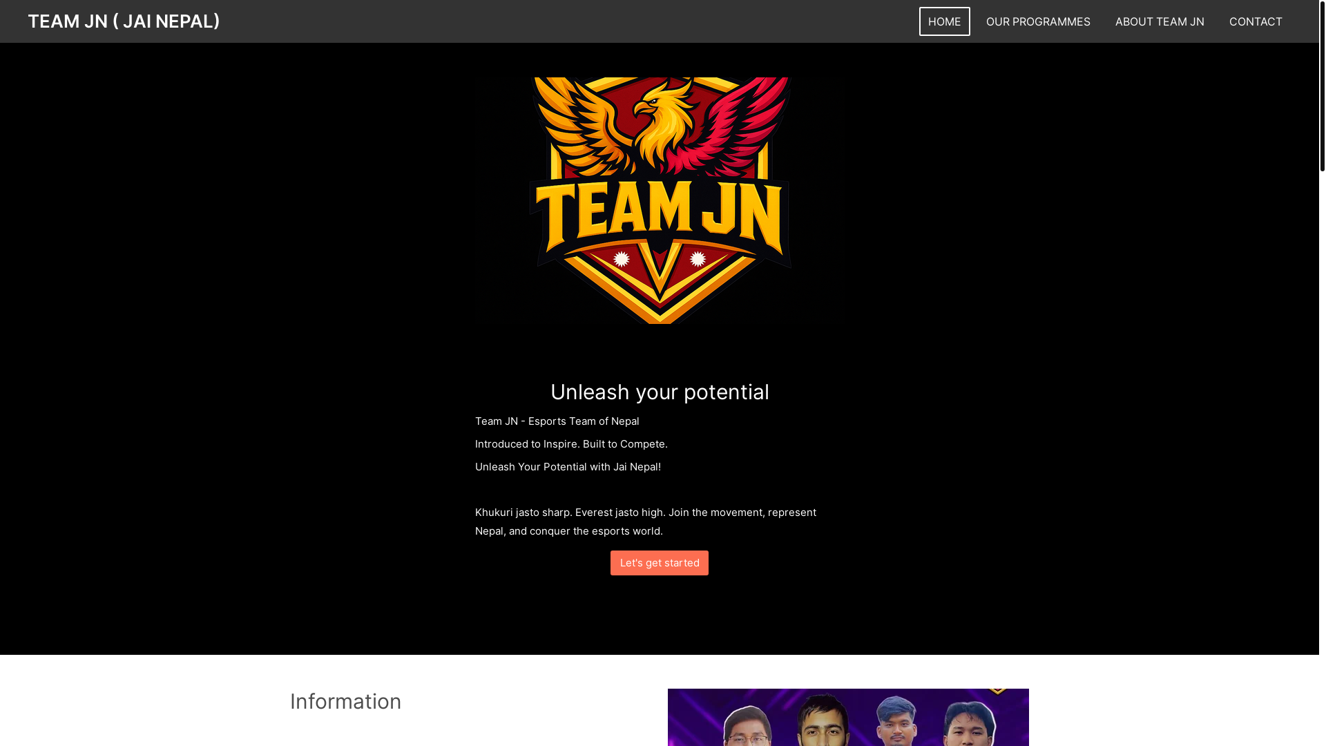 website screenshot of https://team-jn.net/