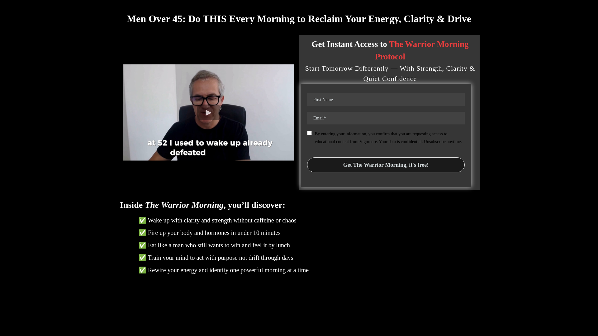 website screenshot of https://thevigorcore.com/