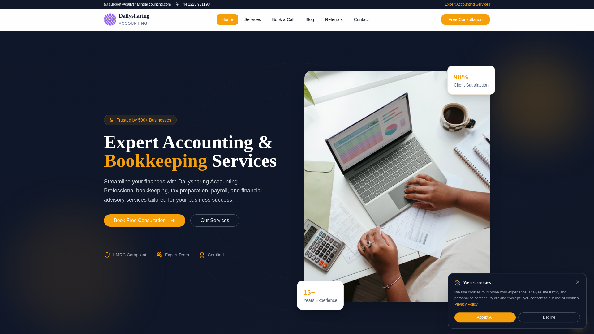 website screenshot of https://dailysharingaccounting.com/