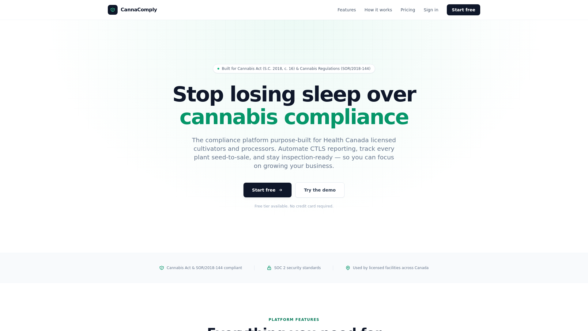 website screenshot of https://cannacomply-marketing.pages.dev/