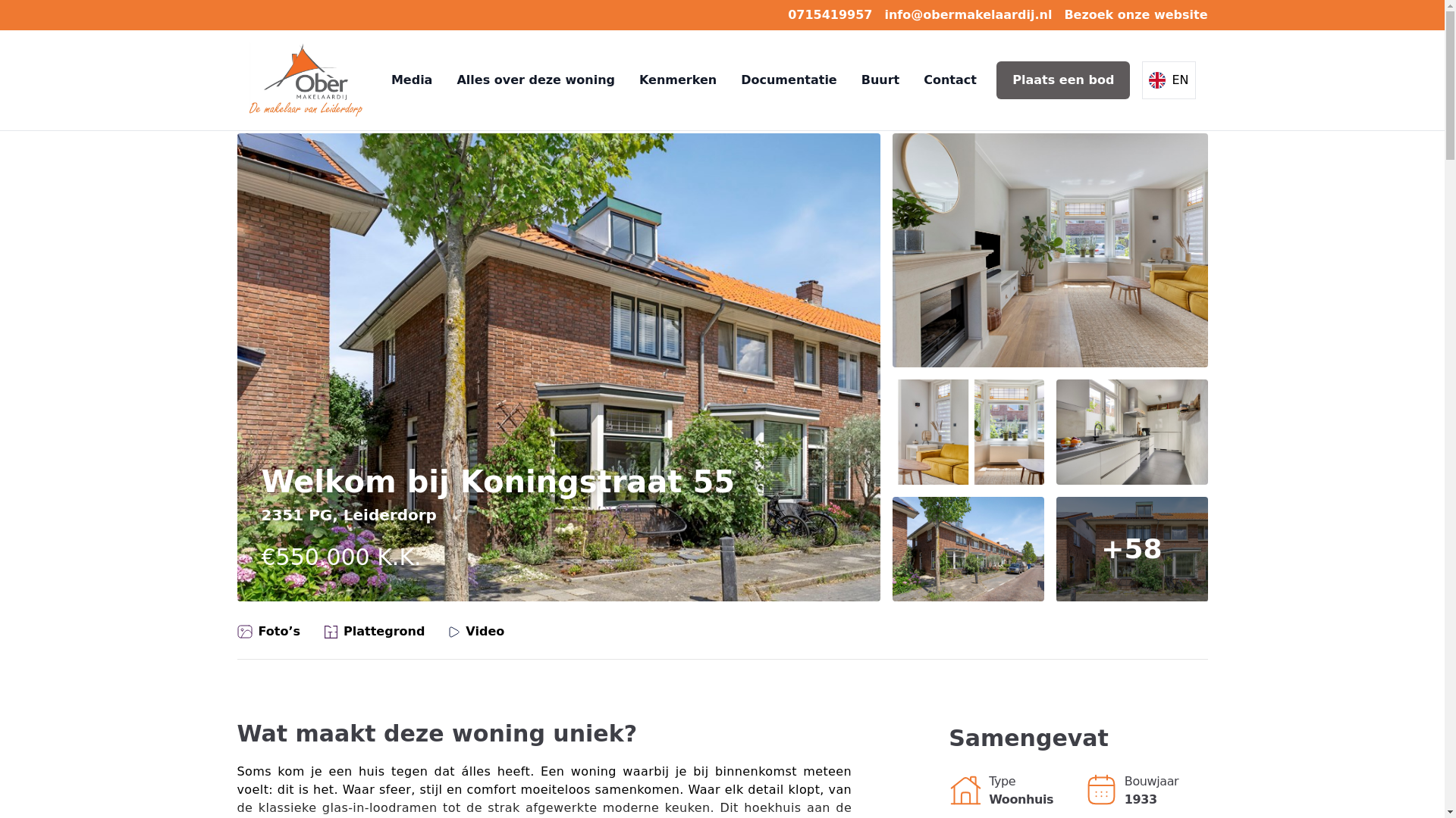 website screenshot of https://koningstraat55.nl/