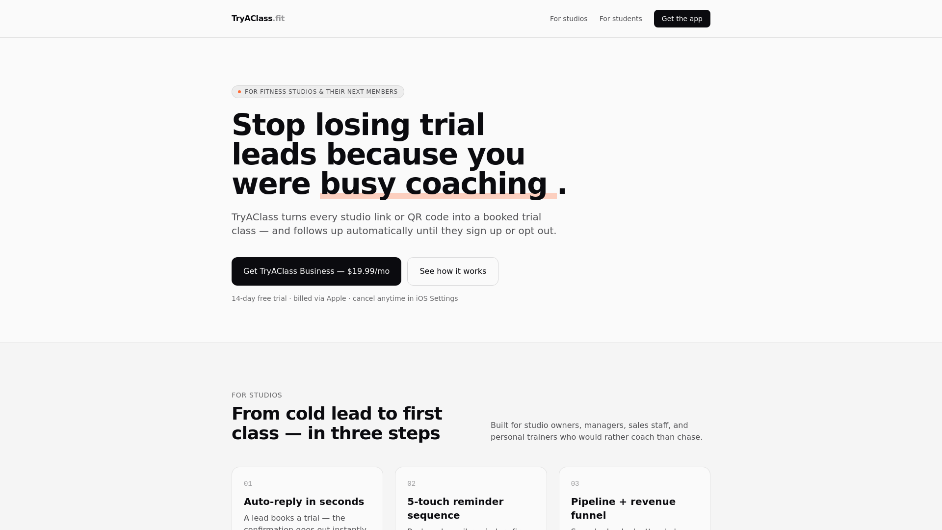 website screenshot of https://tryaclass-marketing.pages.dev/