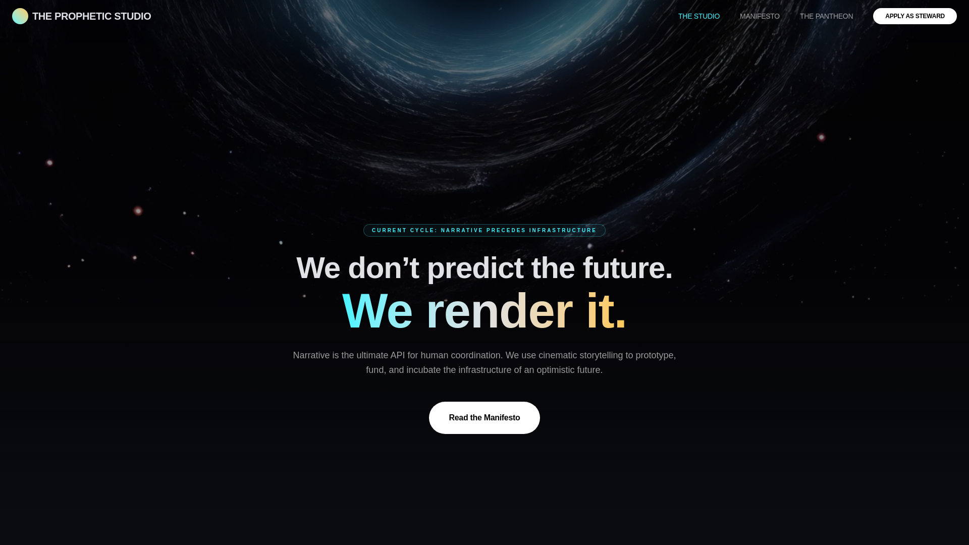 website screenshot of https://propheticventures.org
