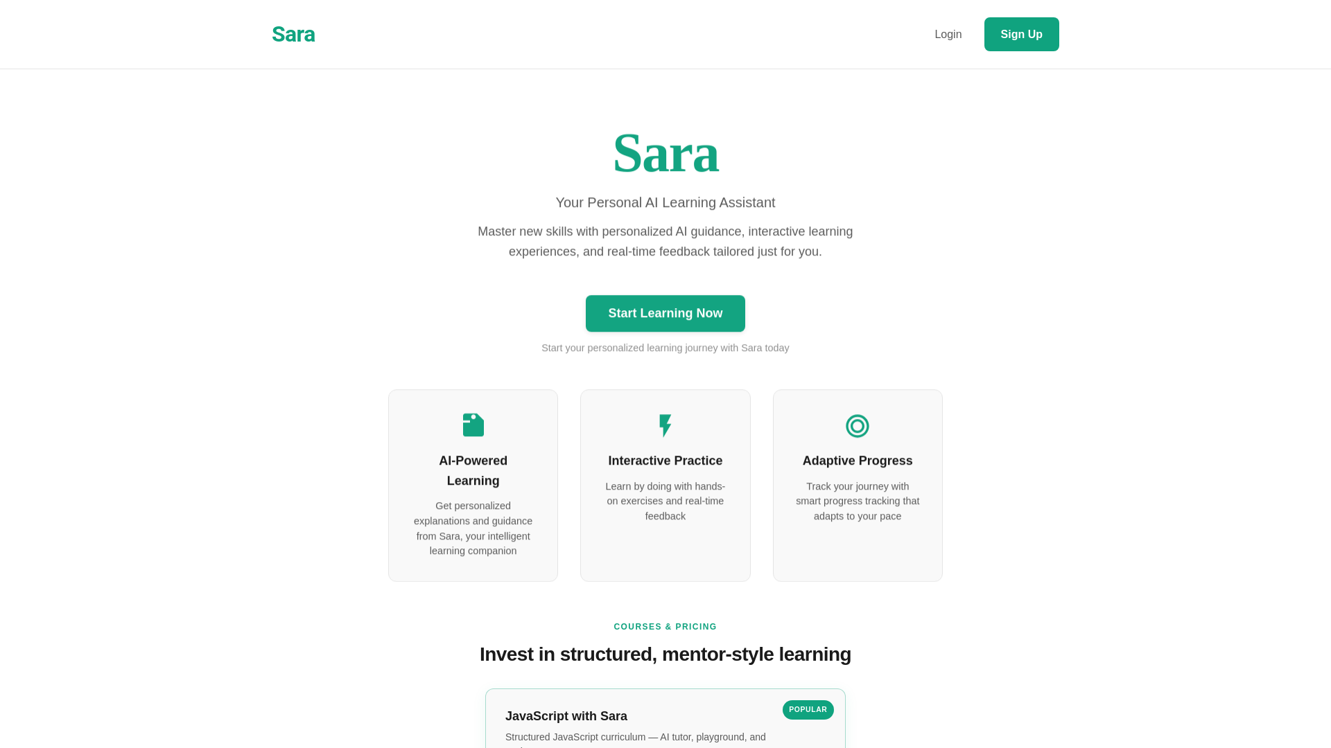 website screenshot of https://codewithsara.in/
