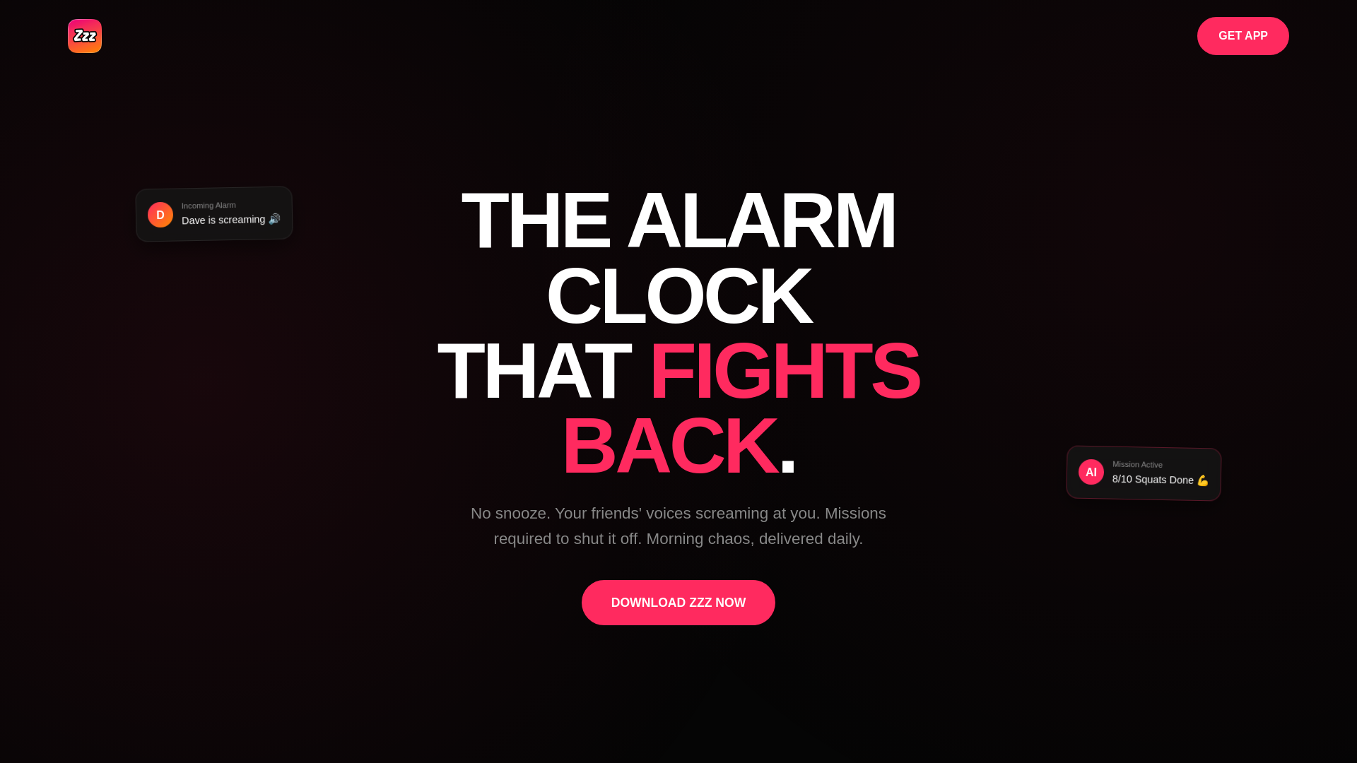 website screenshot of https://zzzalarm.com/