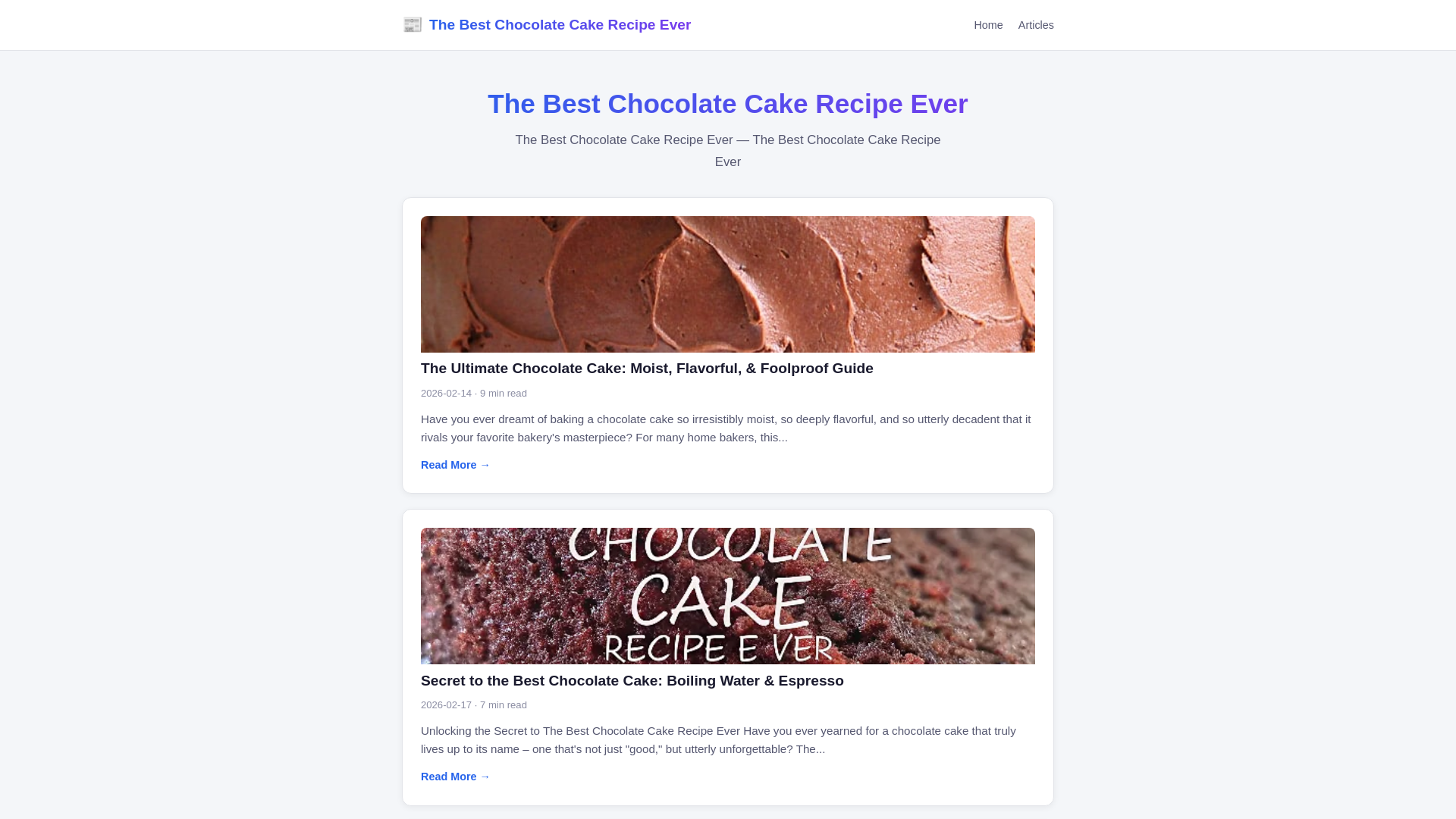 website screenshot of https://the-best-chocolate-cake-recipe-ever.pages.dev/