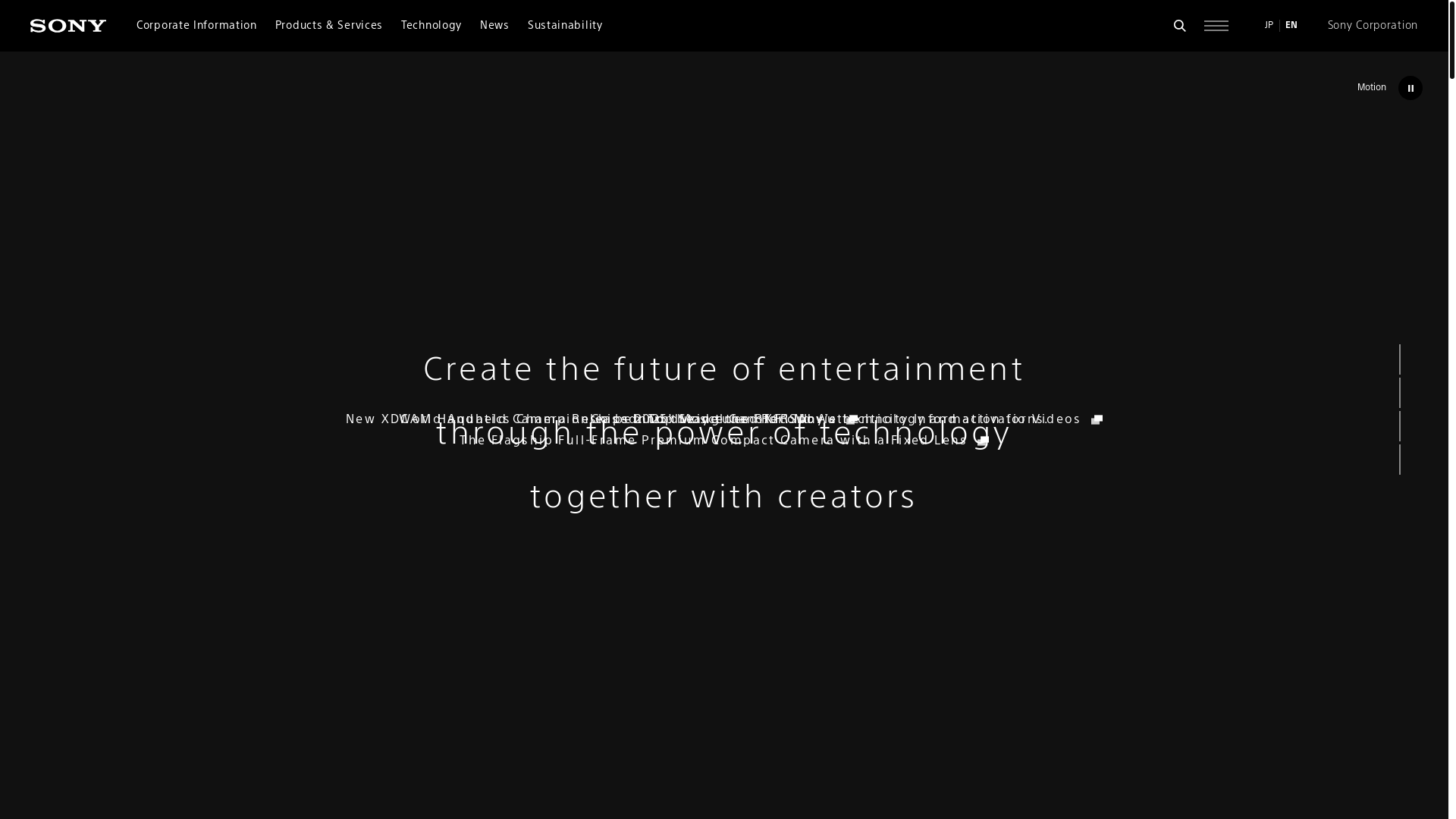 website screenshot of https://sony.net