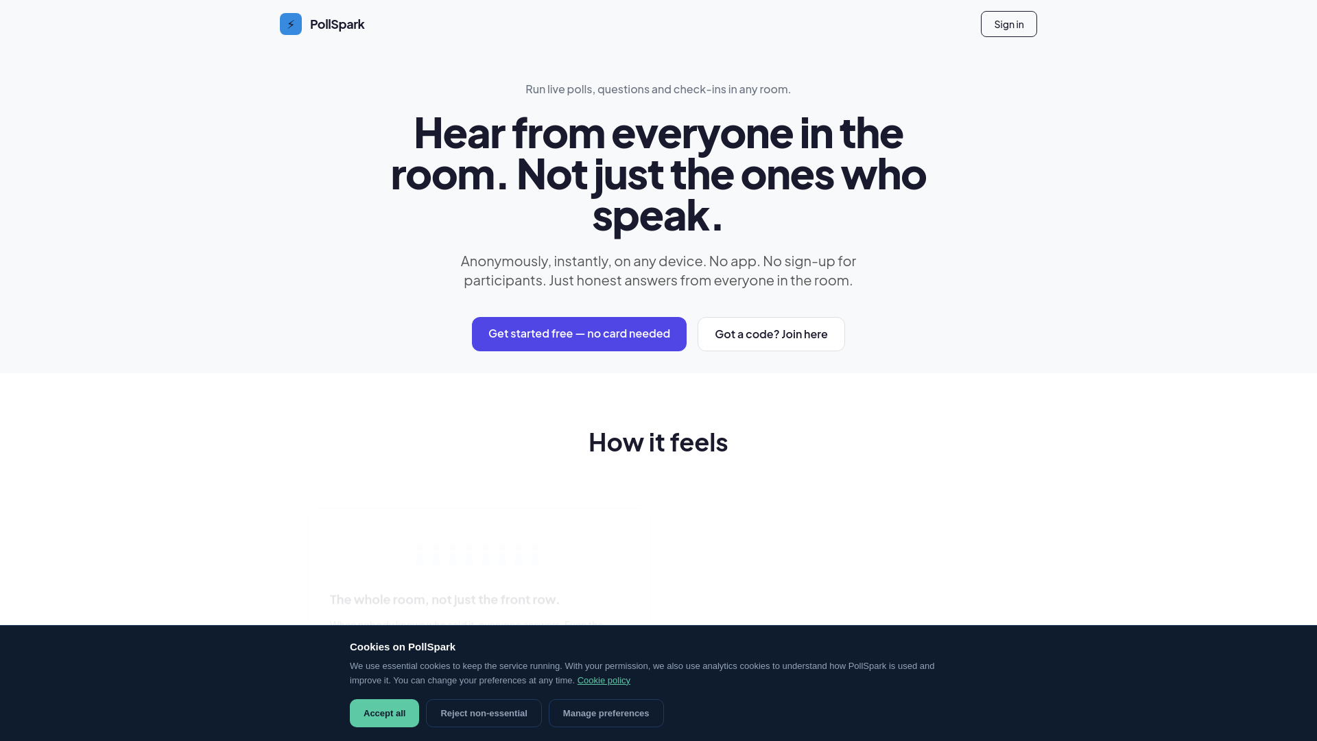 website screenshot of https://pollspark.co.uk/
