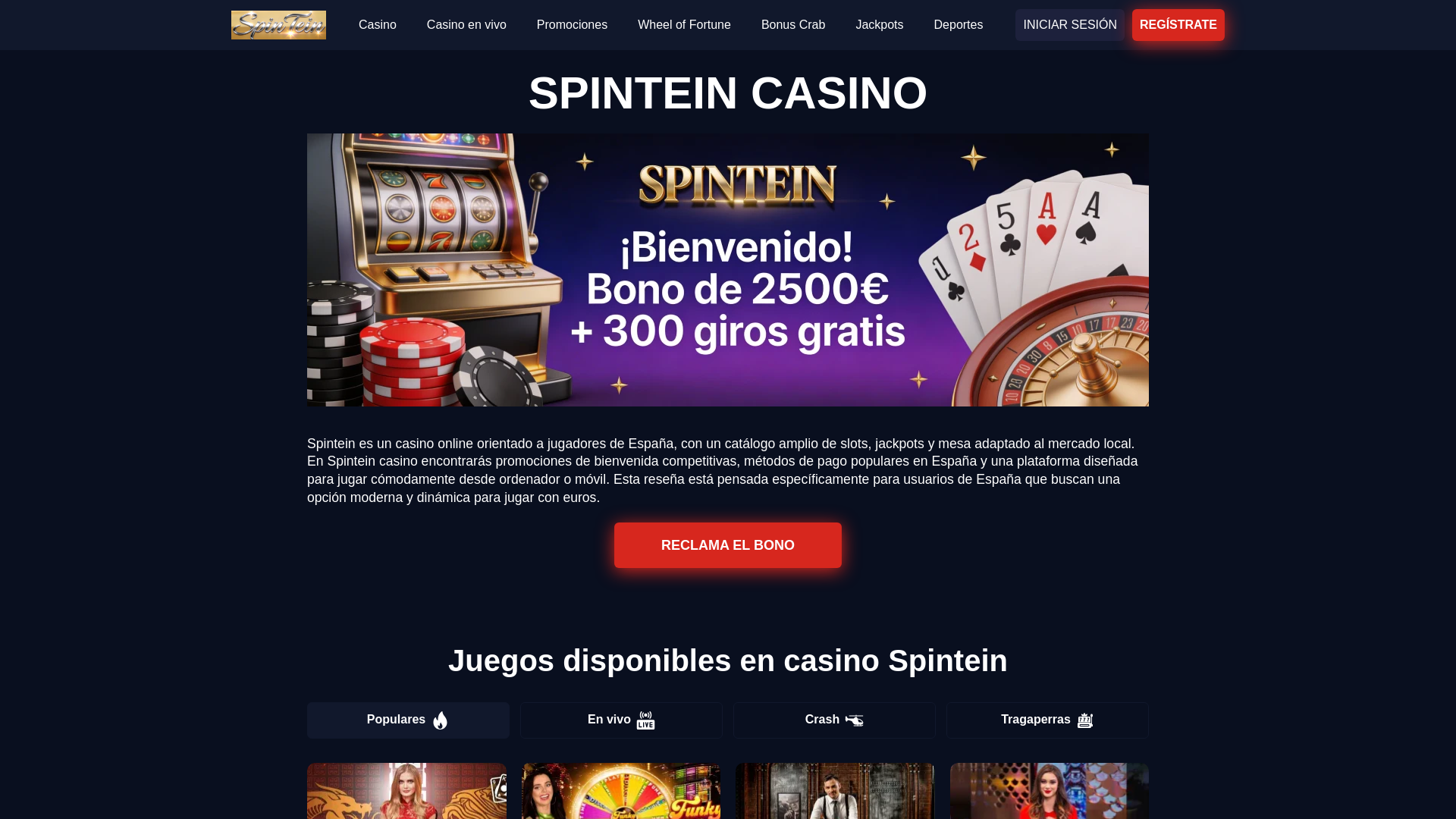 website screenshot of https://spintein-es-46902.pages.dev/