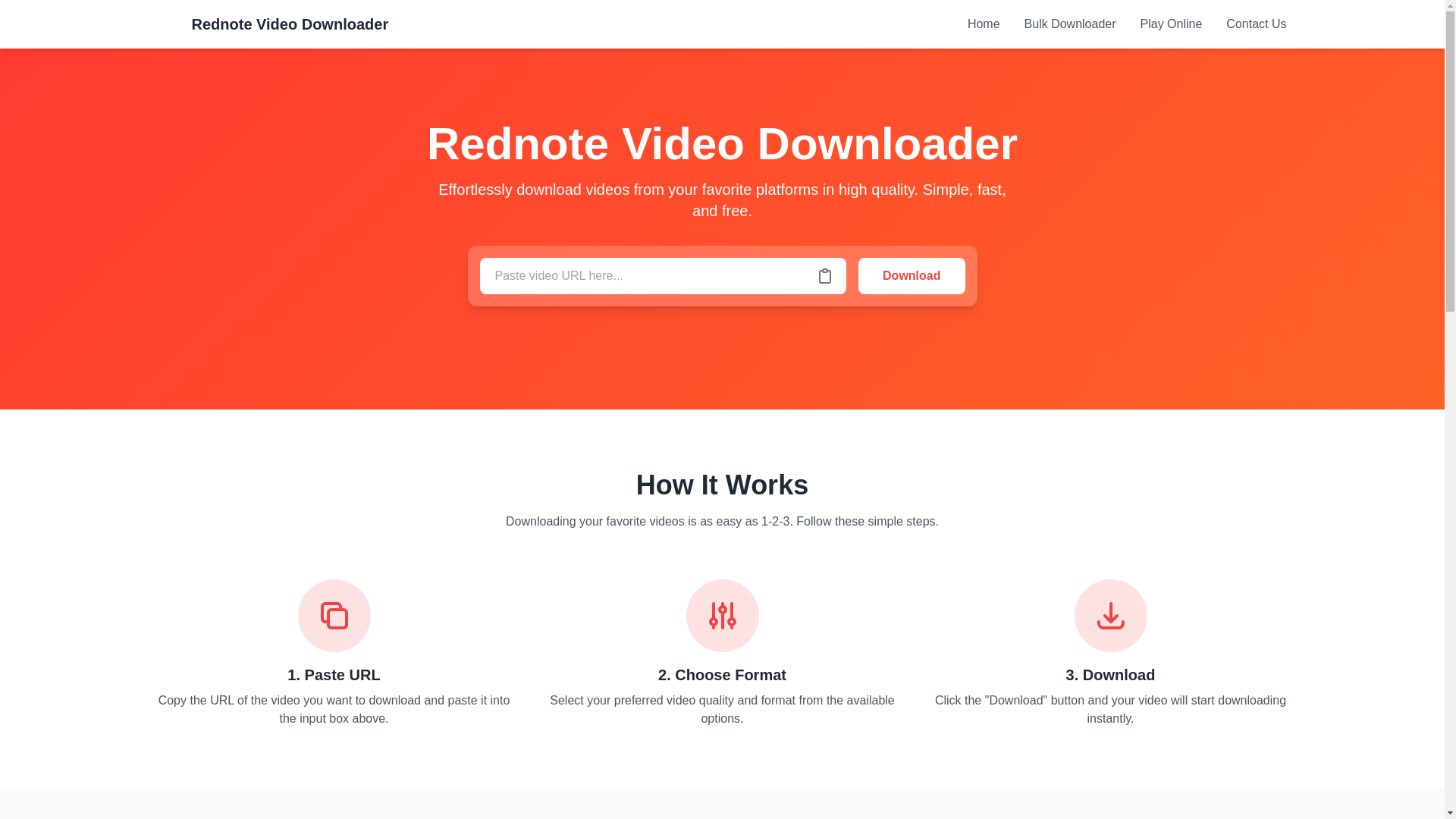 website screenshot of https://rednotevideo-downloader.com/