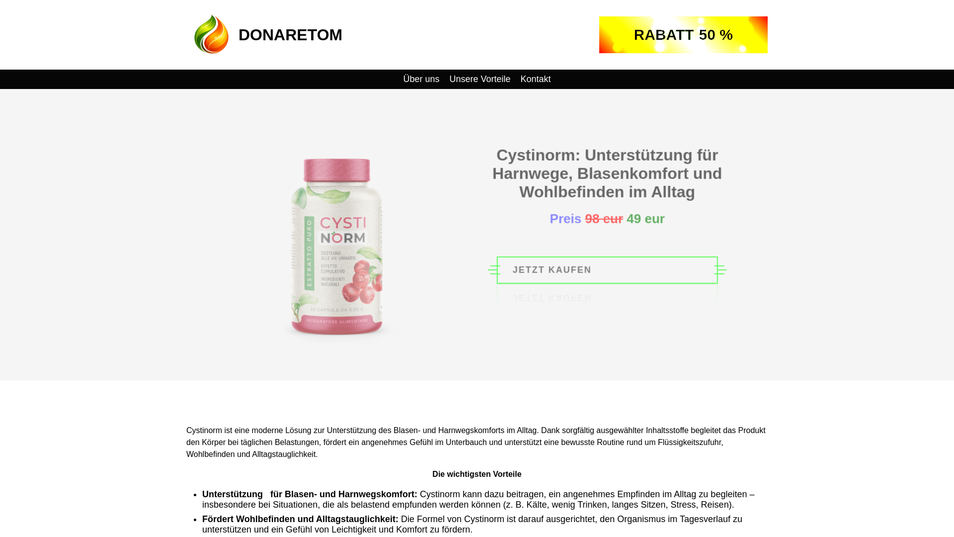 website screenshot of https://donaretom.shop/