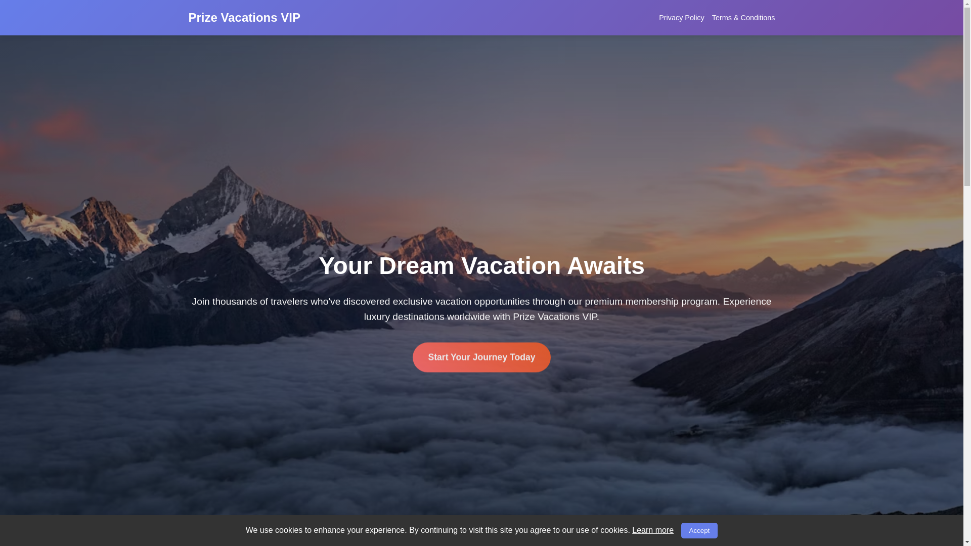 website screenshot of https://prizevacations.vip/