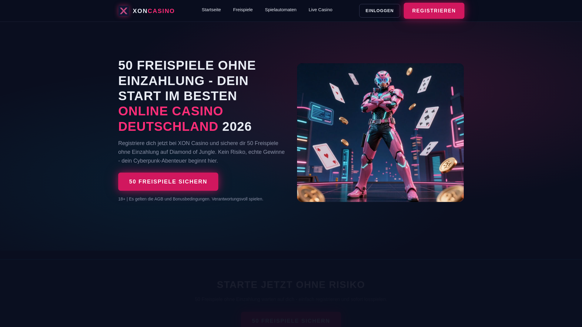 website screenshot of https://xon-casino-spiel.com/